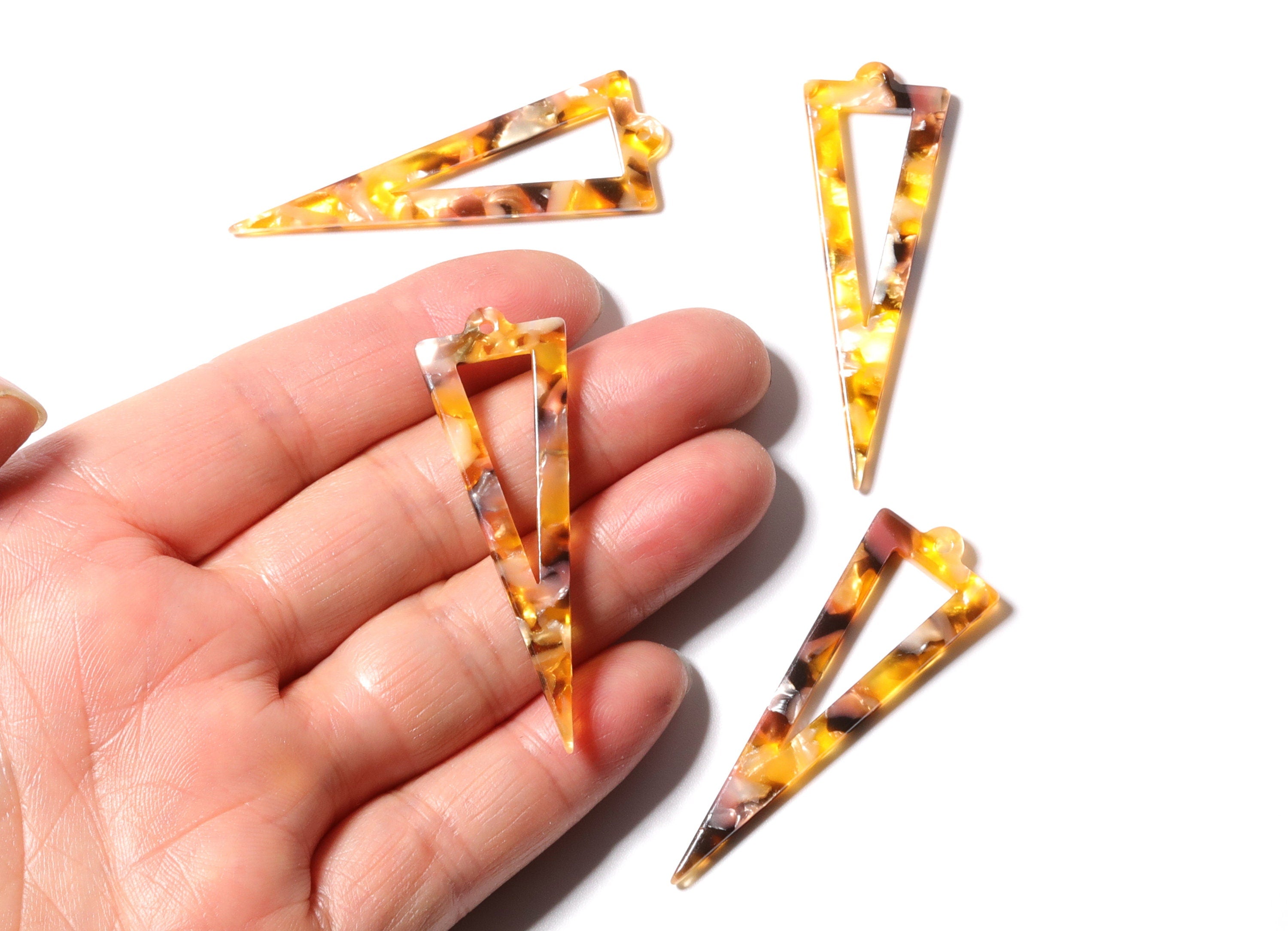 Acetate Triangle Charms - Triangle Earrings and Pendant - Earring Findings - Necklace Pendant - Color Code: A106 - 53.6x17.5mm - AC1084F - DOMEDBAZAAR