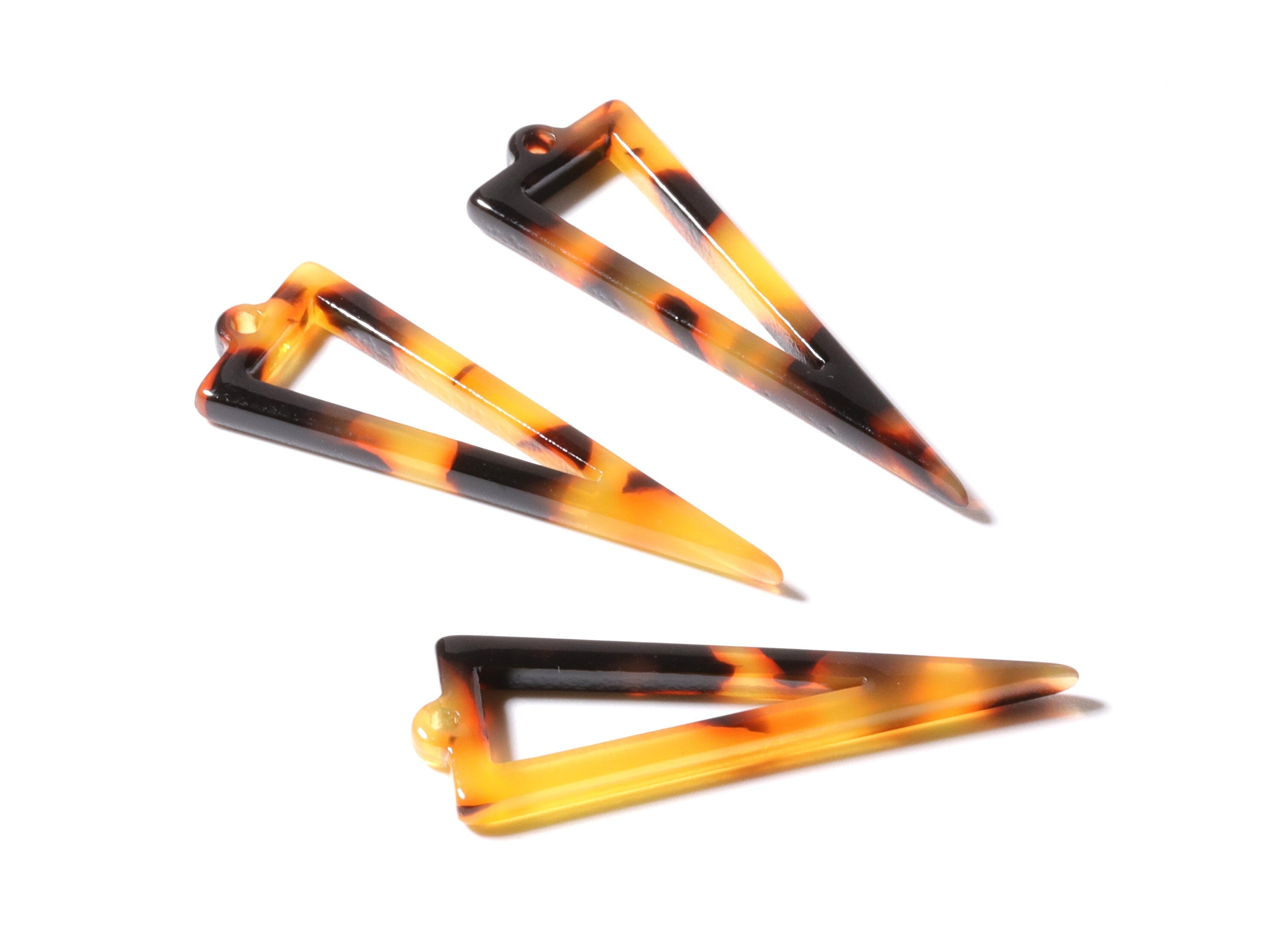 Acrylic Earring Charms - Tortoise Shell Earrings - Triangle Pendant - Jewelry Making Supplies - Color Code: A01 - 40.3x12.8mm - AC1085F - DOMEDBAZAAR
