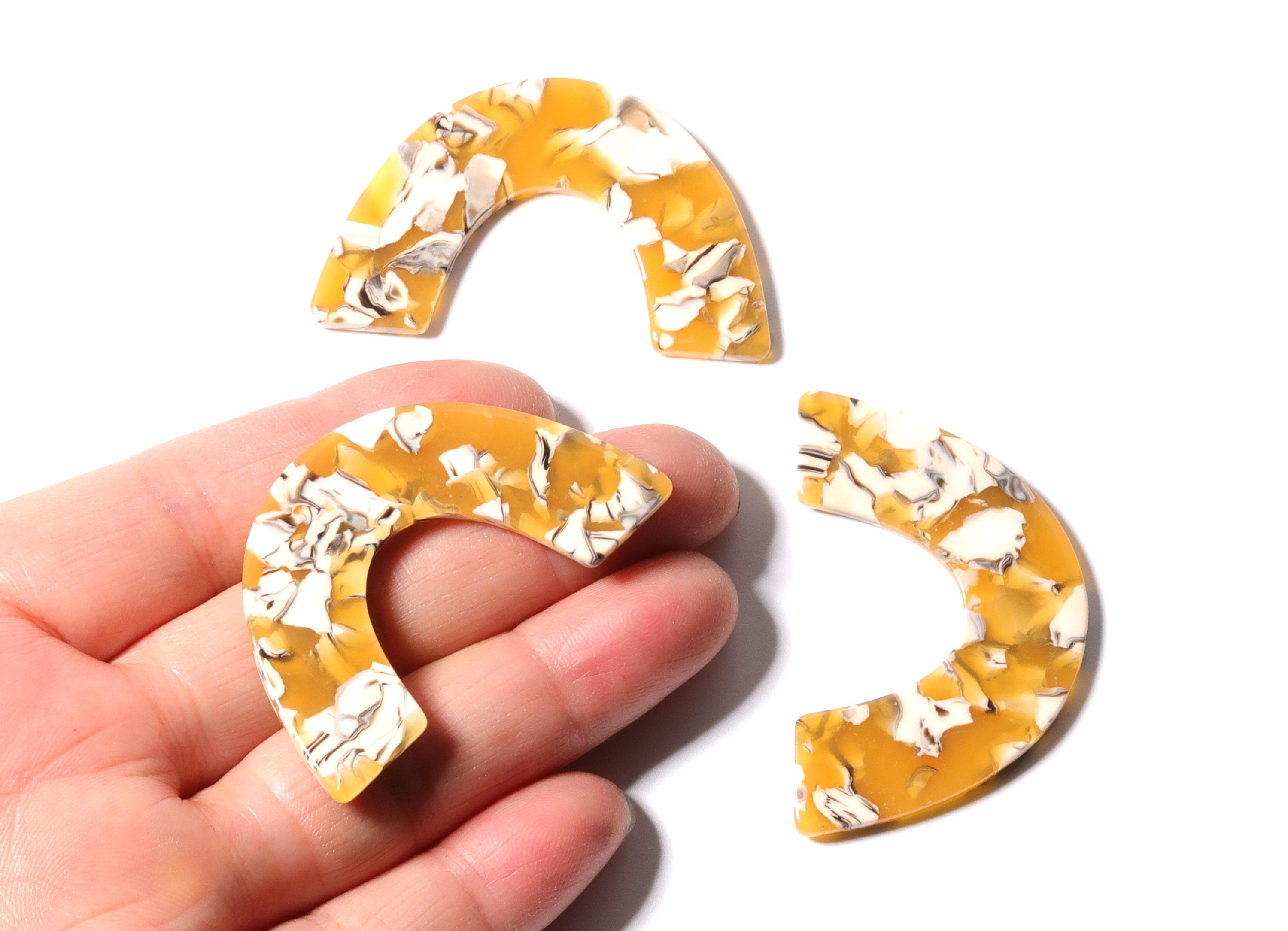 Acetate Large Arch Earring Charms - U Pendant - Earring Findings - Jewelry Supplies - Color Code: A14 - 47.9x30.8x2.65mm - AC1095K-O - DOMEDBAZAAR