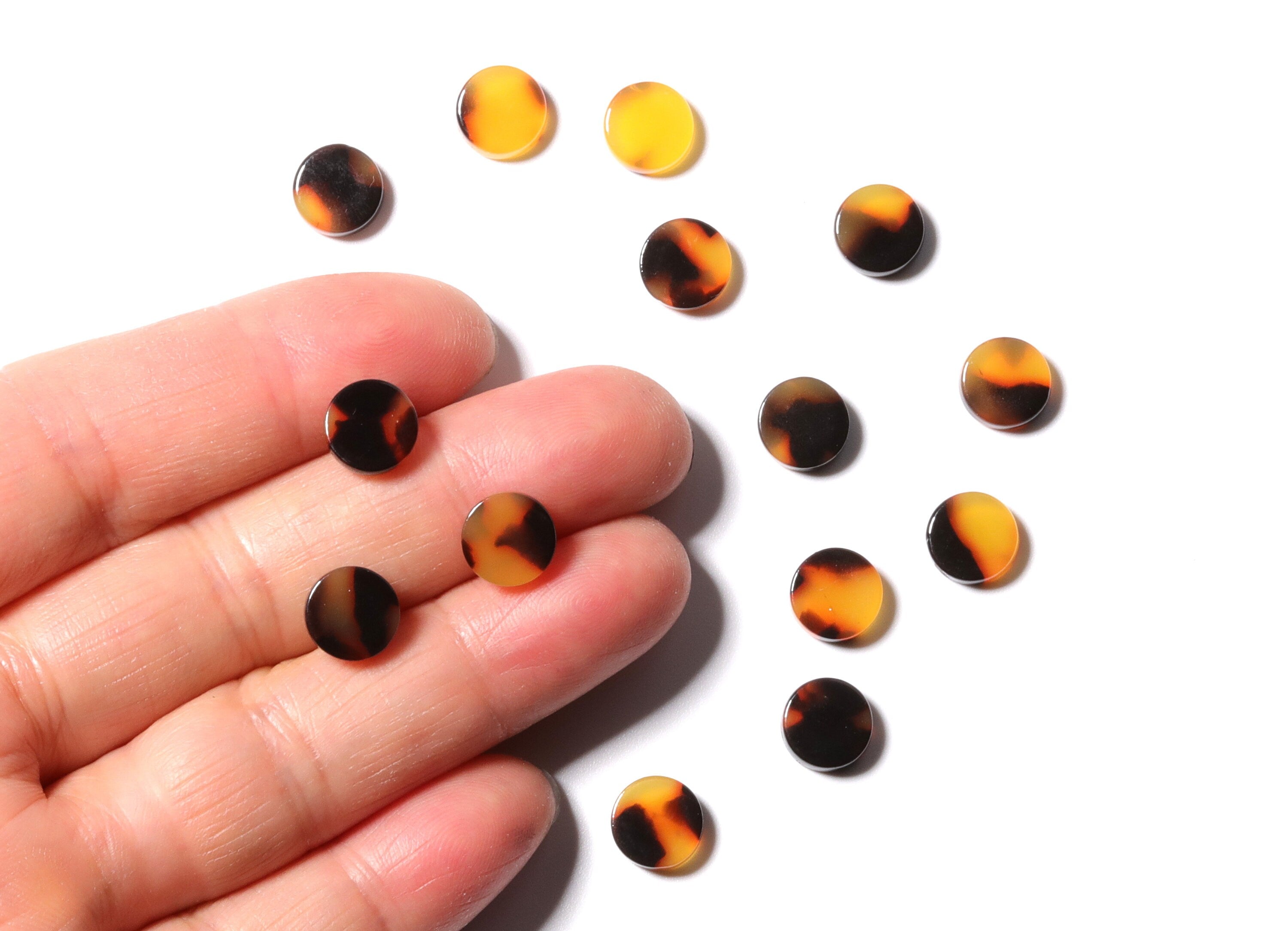 Acrylic Earring Charms - Tortoise Shell Earrings - Round Circle Pendant - Jewelry Supplies - Color Code: A01 - 8.82x8.82x2.7mm - AC1116A-0 - DOMEDBAZAAR