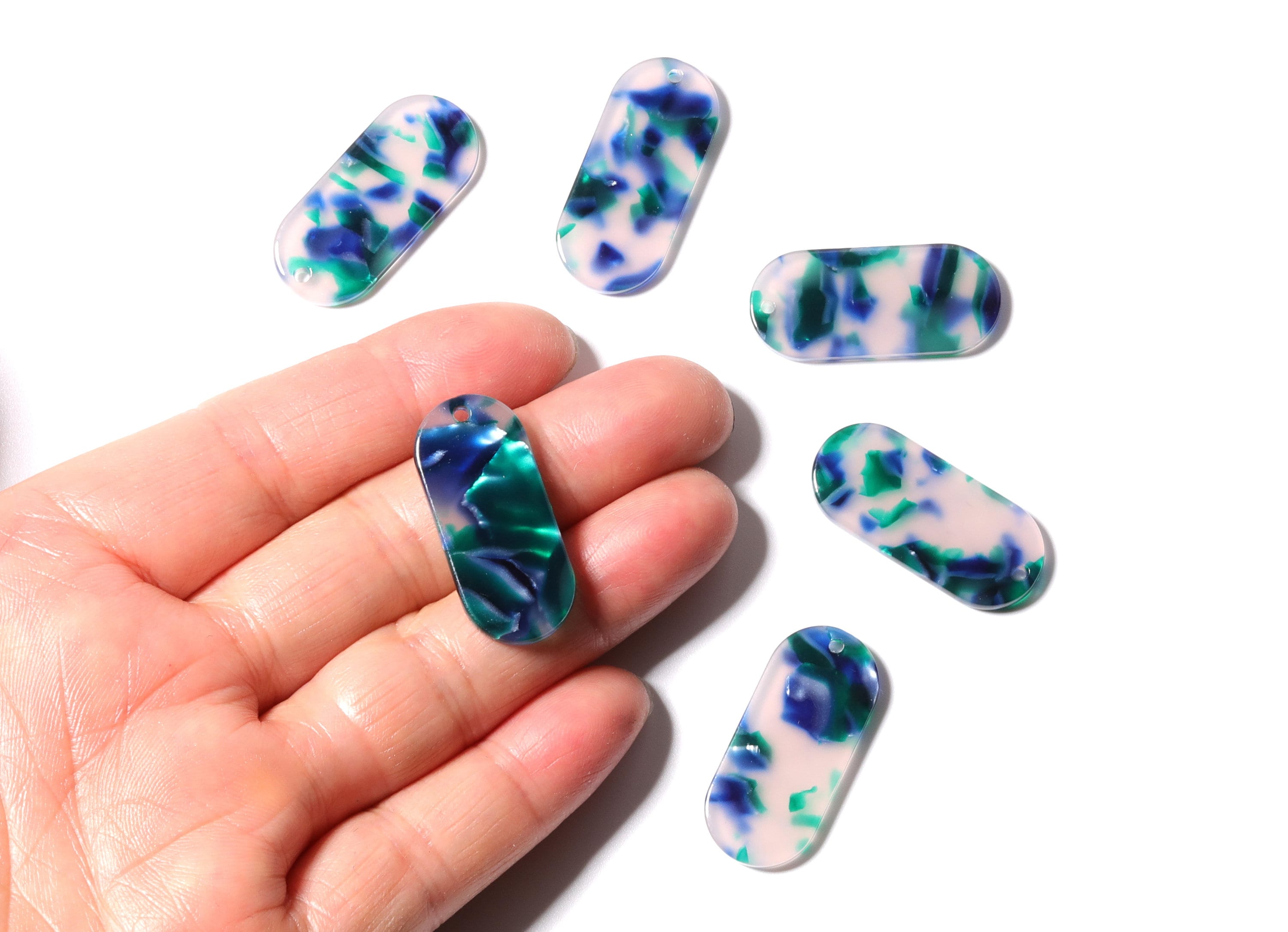 Acetate Oval Earring Charms - Acetate Oval Pendant - Earring Findings - Jewelry Supplies - Color Code: A18 - 30.65x13.76x2.66mm - AC1134K - DOMEDBAZAAR