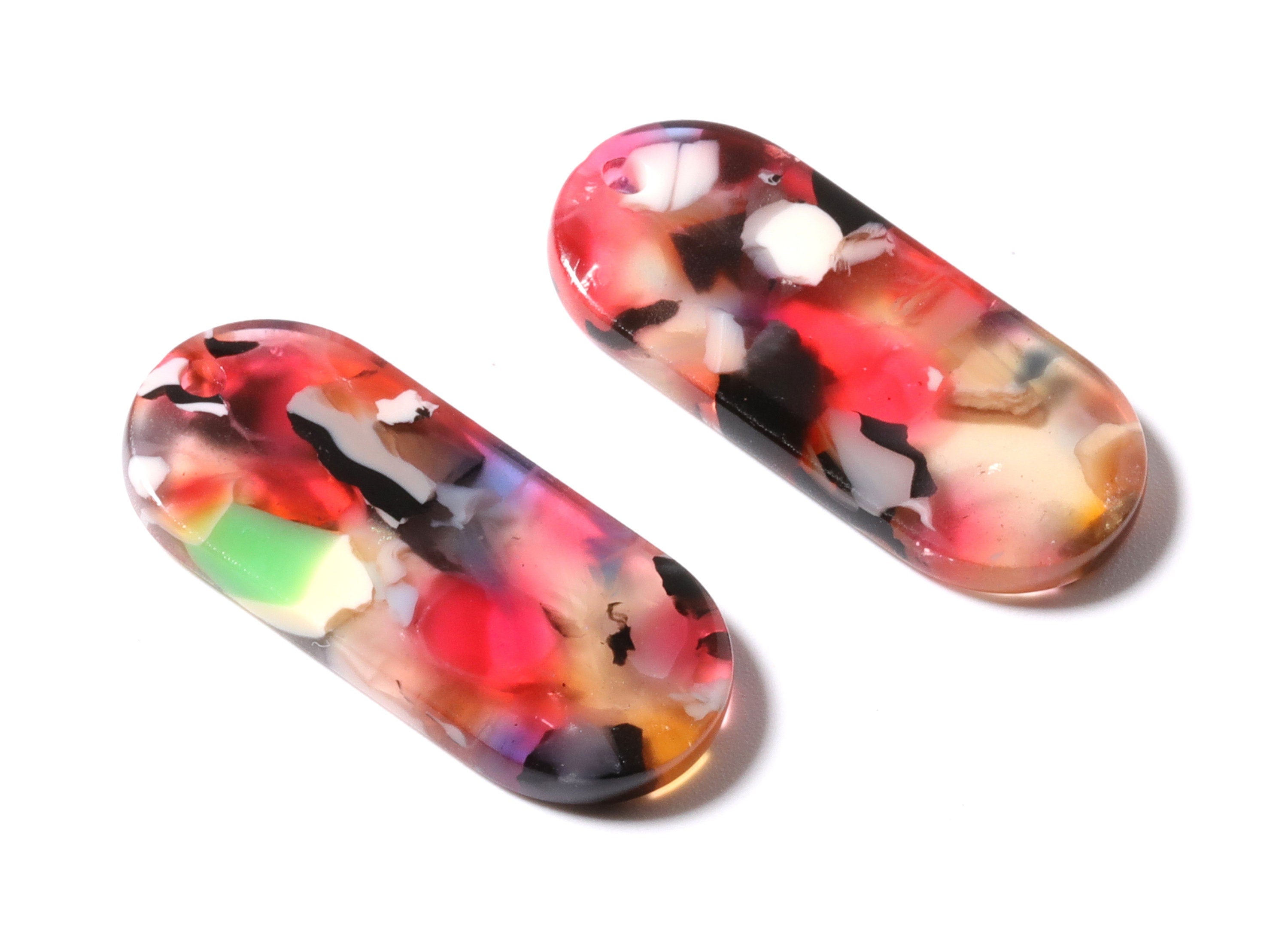 Acetate Oval Earring Charms - Oval Shaped Pendant - Earring Findings - Jewelry Supplies - Color Code: A61 - 30.65x13.76x2.66mm - AC1134L - DOMEDBAZAAR