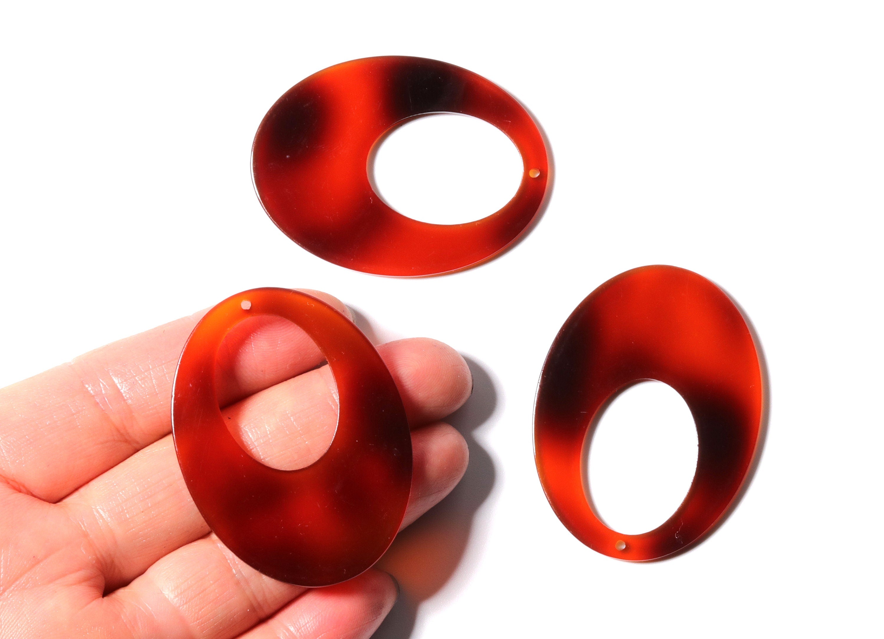 Acetate Cellulose Earring Charms - Oval Shaped Pendant - Earring Findings - Jewelry Supplies - 49.74x37.48x2.12mm - AC1187B - DOMEDBAZAAR