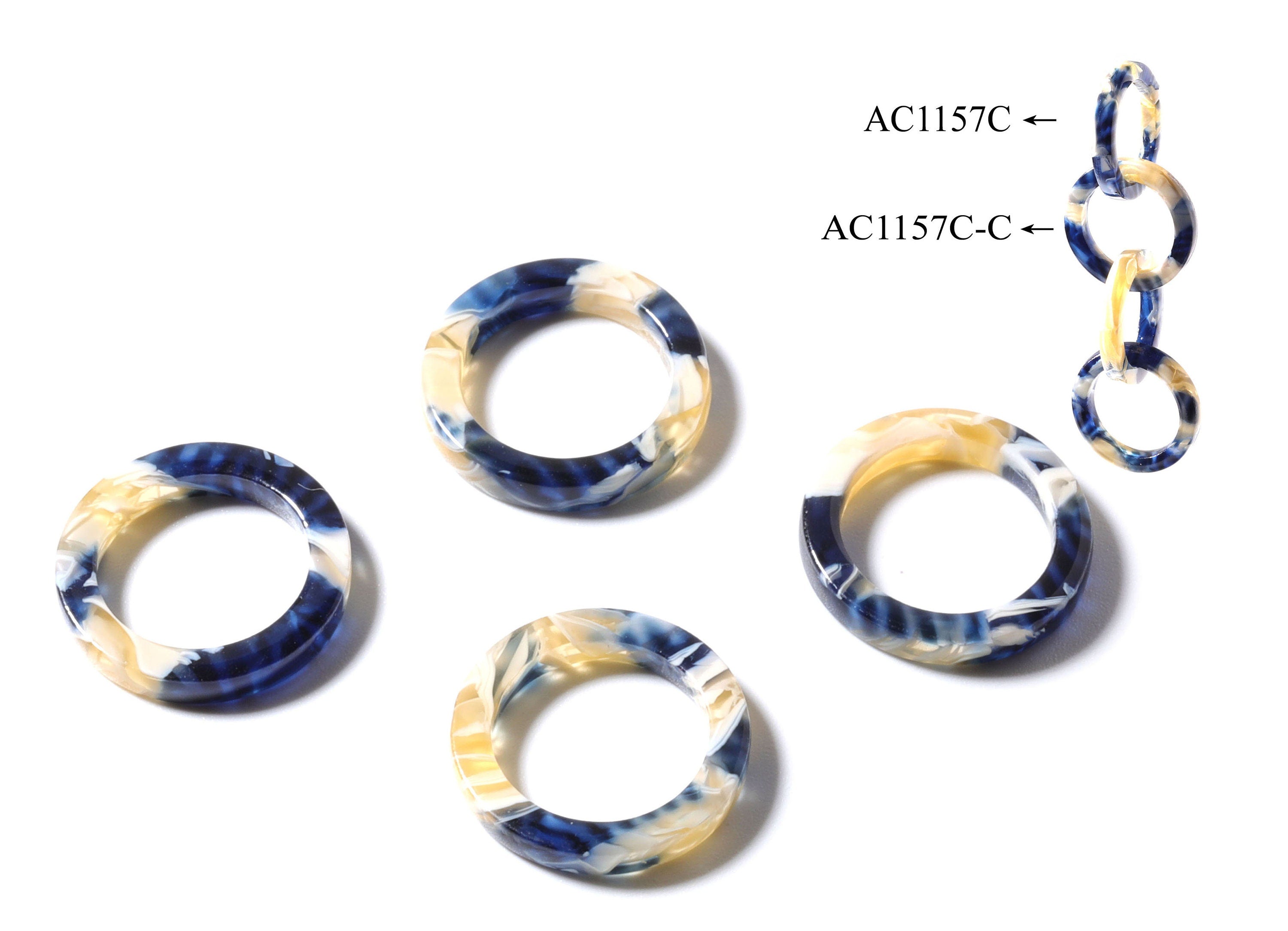 Acetate Hoop Earring Charms - Acrylic Circle Pendant - Flat Cable Chain - Jewelry Supplies - Color Code: A27 - 16.7x16.7x2.58mm - AC1157C - DOMEDBAZAAR