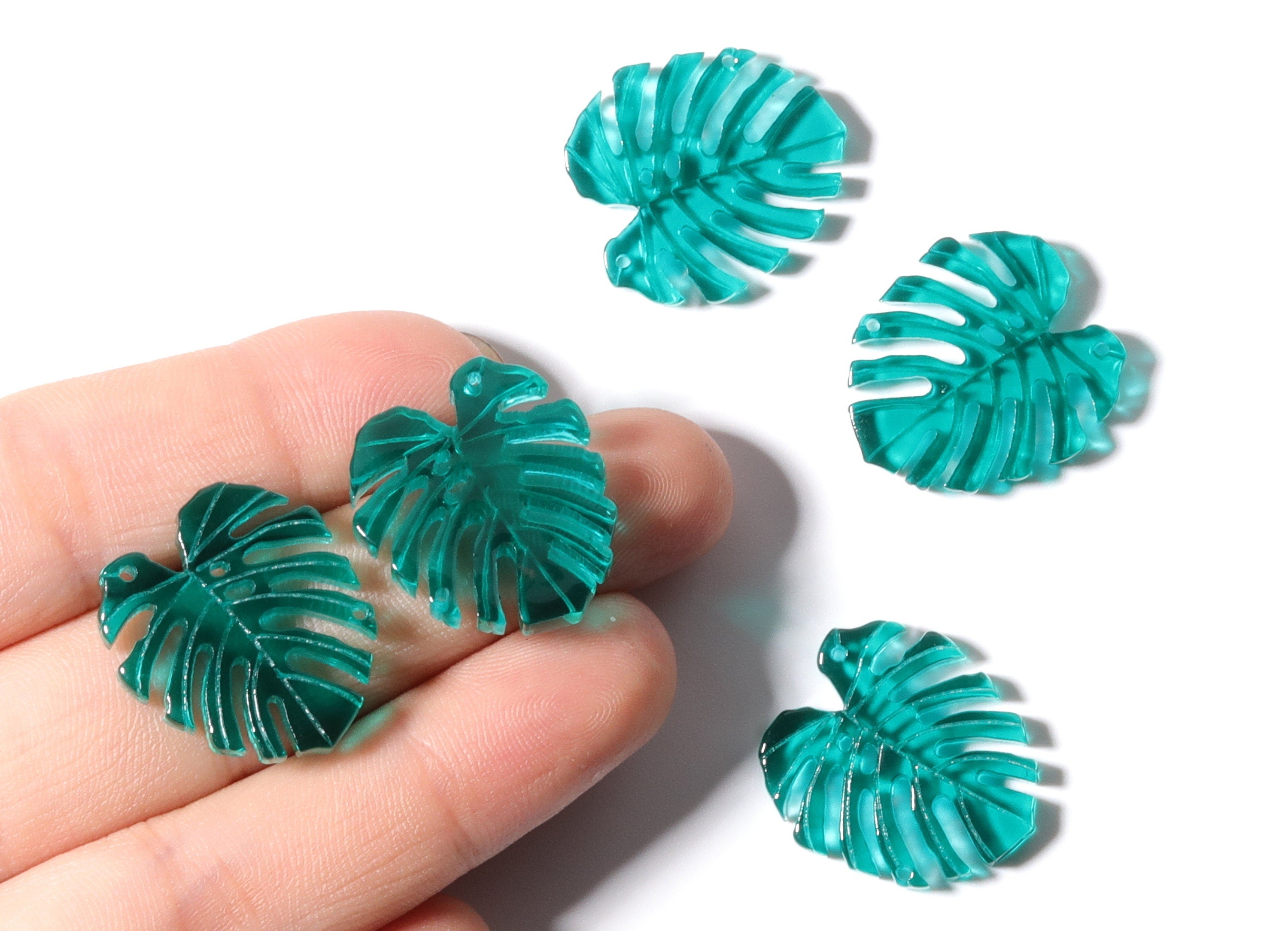 Acrylic Earring Charms - Leaf Shaped Pendant - Earring Findings - Making Jewelery - 21.48x19.5x2.9mm - AC1180 - DOMEDBAZAAR