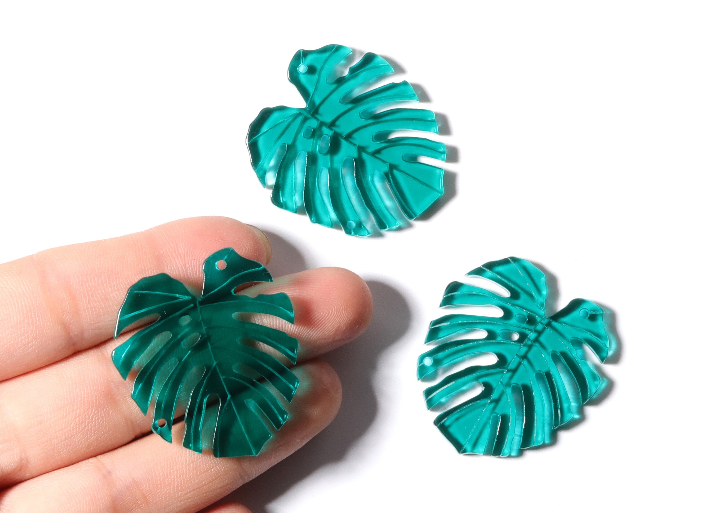 Acrylic Earring Charms - Leaf Shaped Pendant - Earring Findings - Making Jewelery - 33.38x30.54x2.9mm - AC1181 - DOMEDBAZAAR