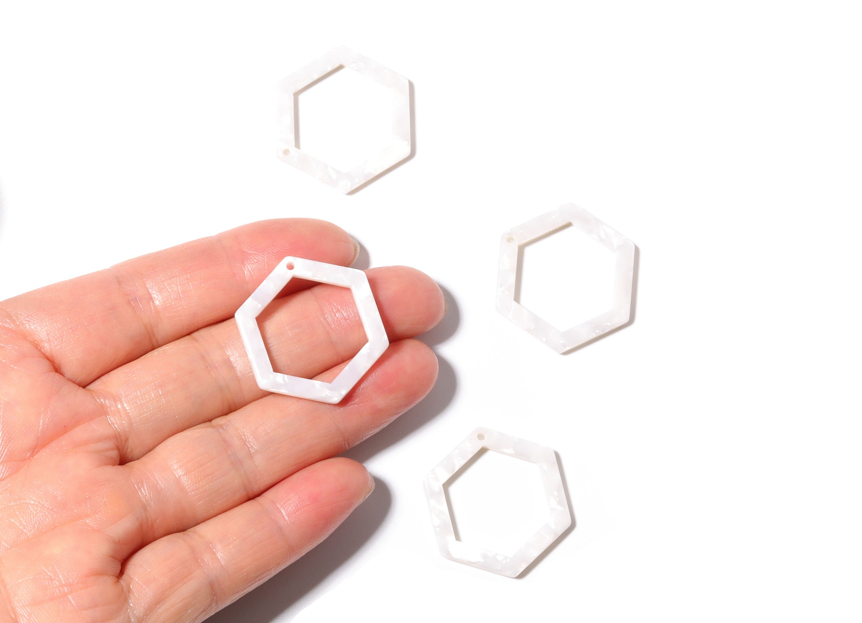 Acetate Hexagon Earring Charms - Acrylic Hexagon Pendant - Earring Findings - Jewelry Supplies - Color Code: A12 - 28.18x25x2.66mm - AC1123D - DOMEDBAZAAR
