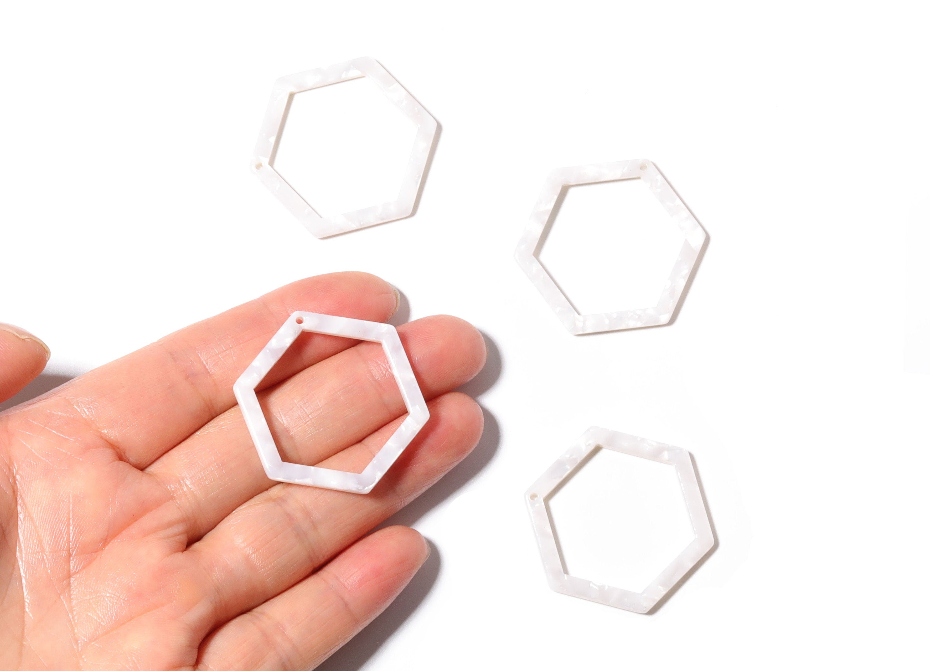 Acetate Hexagon Earring Charms - Acetate Hexagon Pendant - Earring Findings - Jewelry Supplies - Color Code: A12 - 36x32x2.68mm - AC1124D - DOMEDBAZAAR