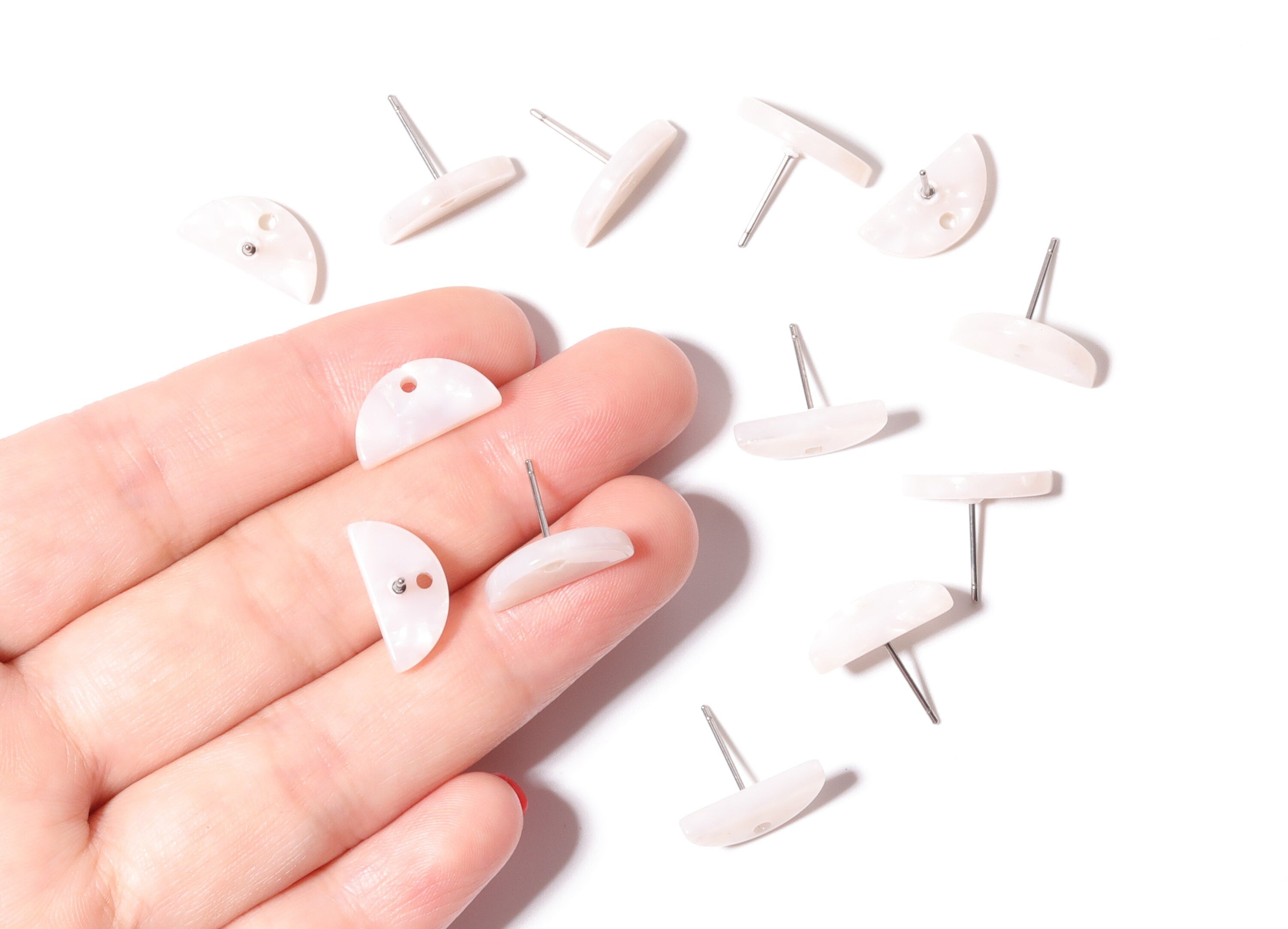 Acetate Semi circle Earring Post - Acetate D Earring Stud - Earring Post - Jewelry Supplies - Color Code: A12 - 15.66x7.9x2.7mm - AC1191E - DOMEDBAZAAR
