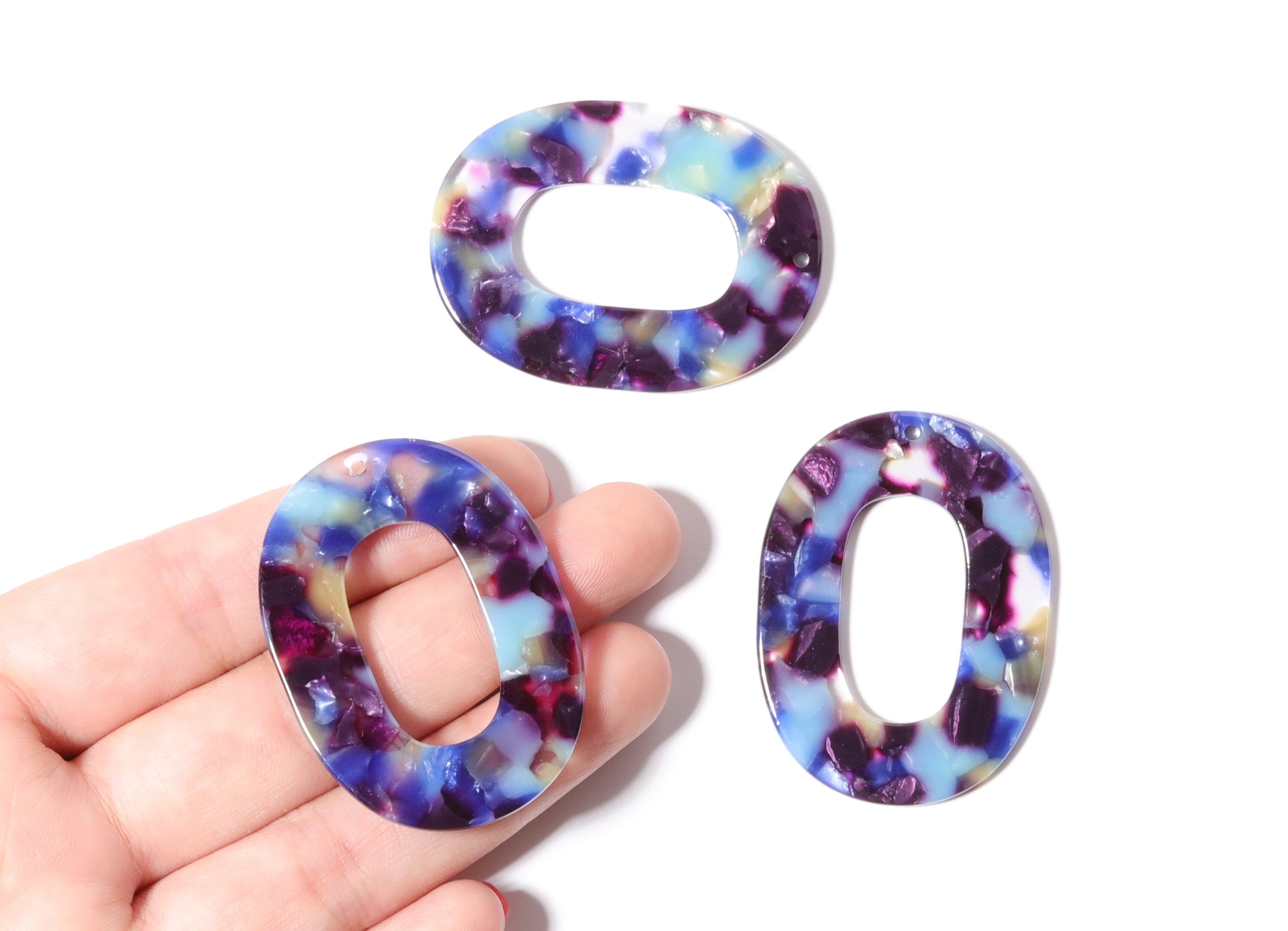 Acetate Oval Charms - Oval Earrings and Pendant - Earring Findings - Jewelry Supplies - Color Code: A23 - 47x34.9x2.5mm - AC1065M - DOMEDBAZAAR