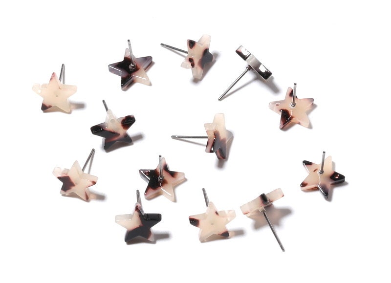 AcetateAcrylic Earring Stud - Blonde Tortoise Shell Earrings - Star Shaped Earrings - Color Code: A07 - 12.8x11.5x2.6mm - AC1138E - DOMEDBAZAAR