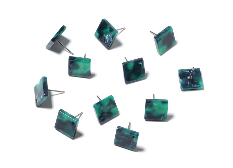 Acetate Square Earring Stud - Acrylic Square Earring Post - Earring Post - Jewelry Supplies - Color Code: A13 - 11.7x11.7x2.6mm - AC1140A - DOMEDBAZAAR