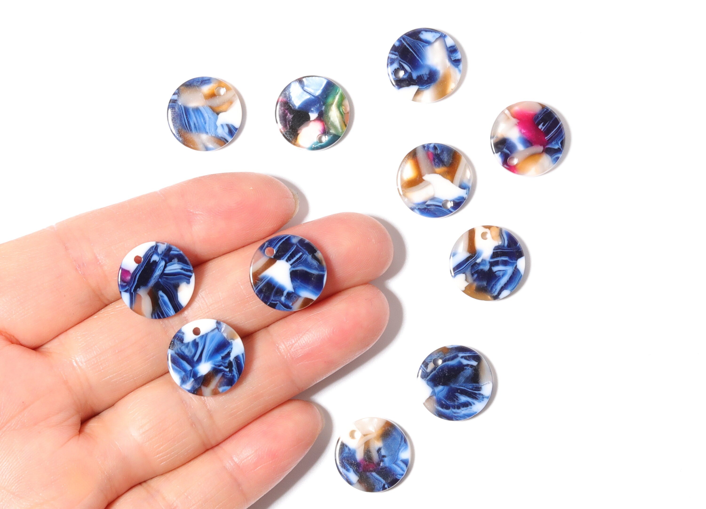 Acetate Coin & Round Charms - Coin and Round Earrings and Pendant - Earring Findings - Color Code: A19 - 14.5x2.5mm - AC1064X - DOMEDBAZAAR