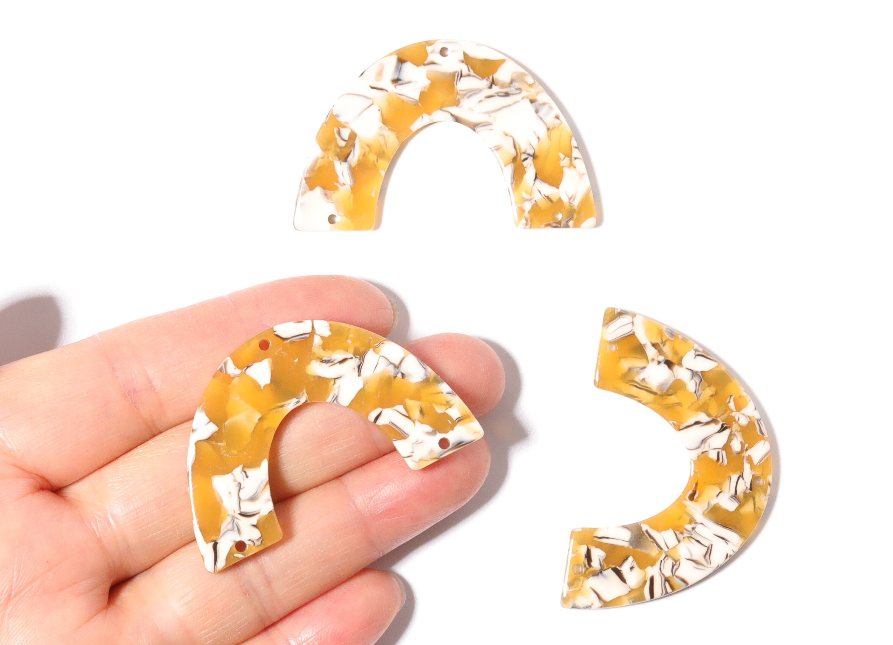 Acetate Large Arch Charm Three Hole - U Shaped Pendant - Earring Findings - Jewelry Supplies - Color Code: A14 - 30.5x48.2x2.51mm - AC1095K2 - DOMEDBAZAAR