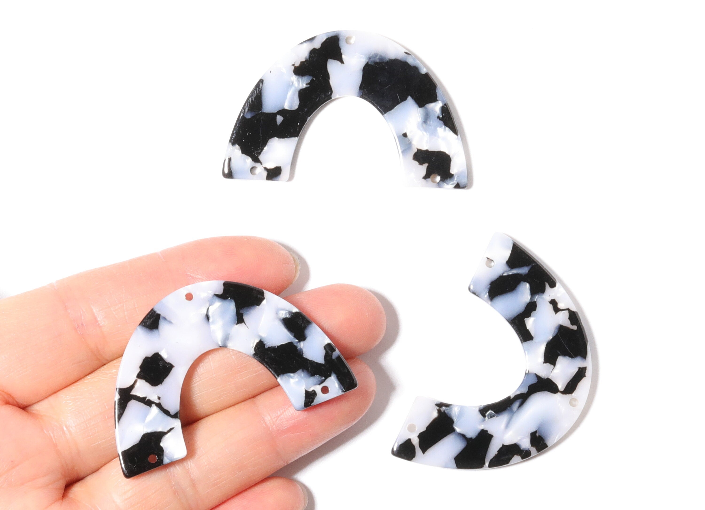 Acetate Large Arch Earring Charms Three Hole - Semi Oval & U Shaped Pendant - Color Code: A15 - 30.5x48.2x2.51mm - AC1095M2 - DOMEDBAZAAR