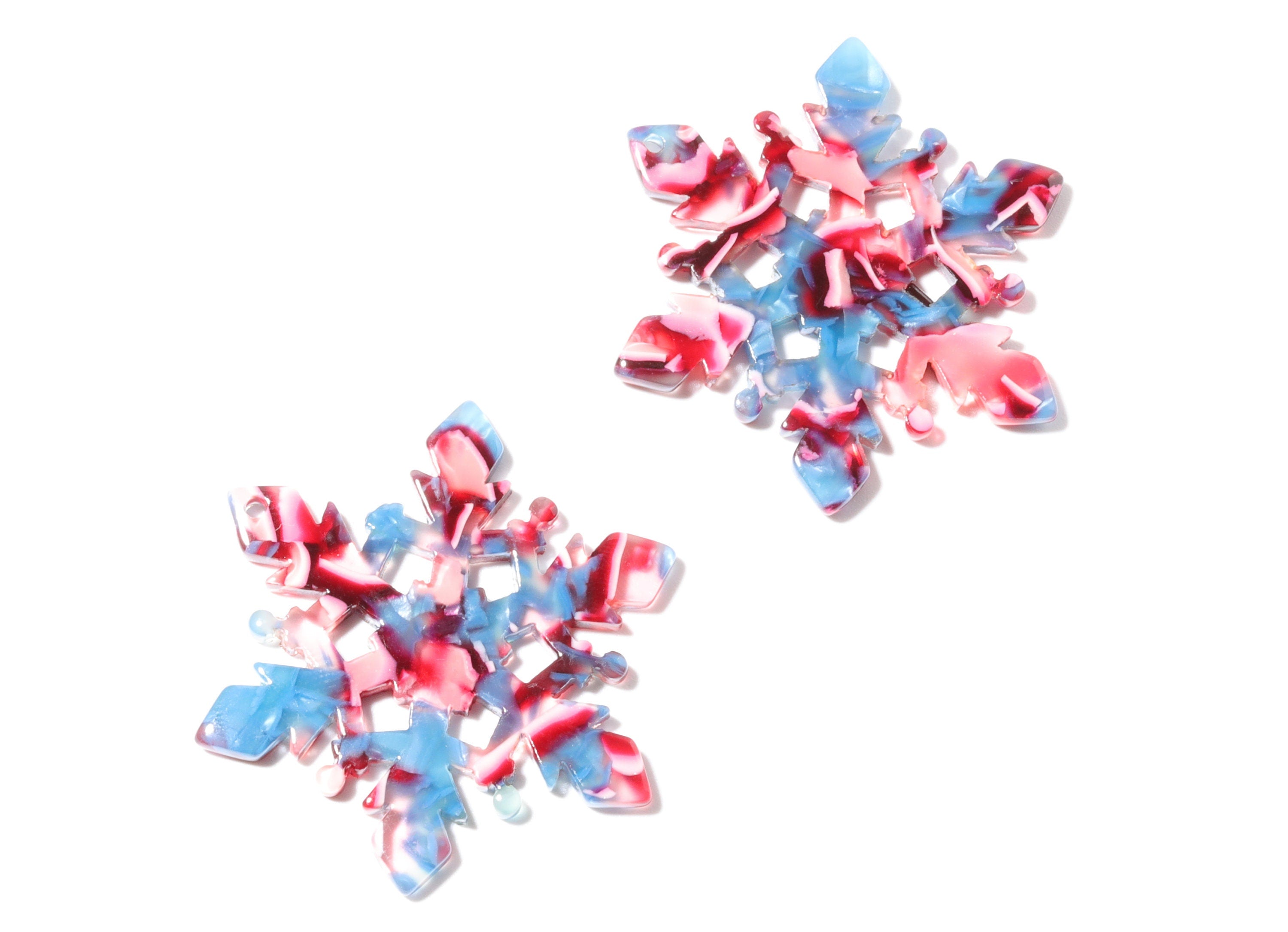 Acetate Snowflake Earring Charms - Snowflake Pendant - Earring Findings - Jewelry Supplies - Color Code: A24 - 40.55x35x2.6mm - AC1198B - DOMEDBAZAAR