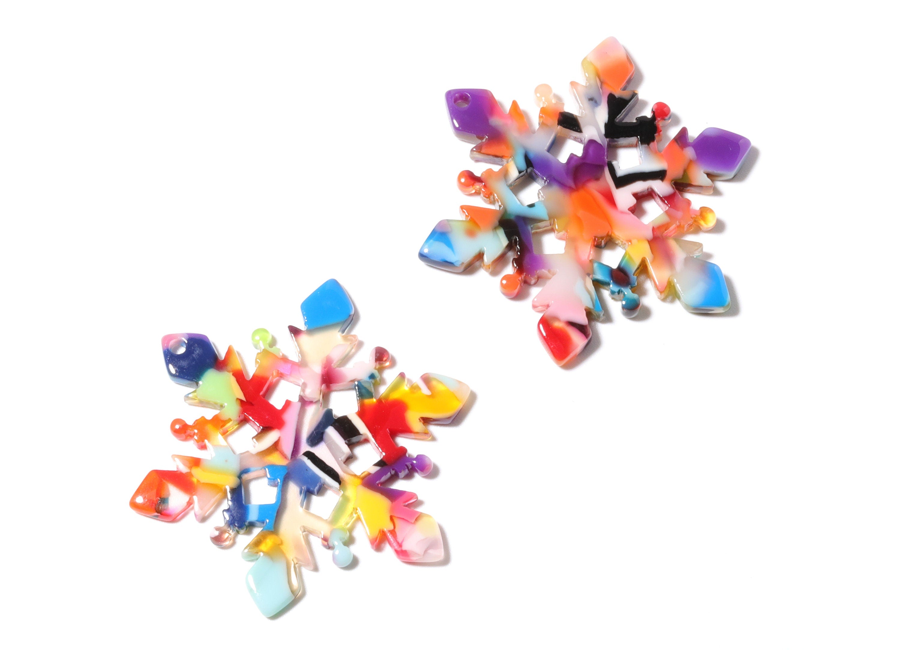 Acetate Snowflake Earring Charms - Snowflake Pendant - Earring Findings - Jewelry Supplies - Color Code: A21 - 40.55x35x2.6mm - AC1198C - DOMEDBAZAAR