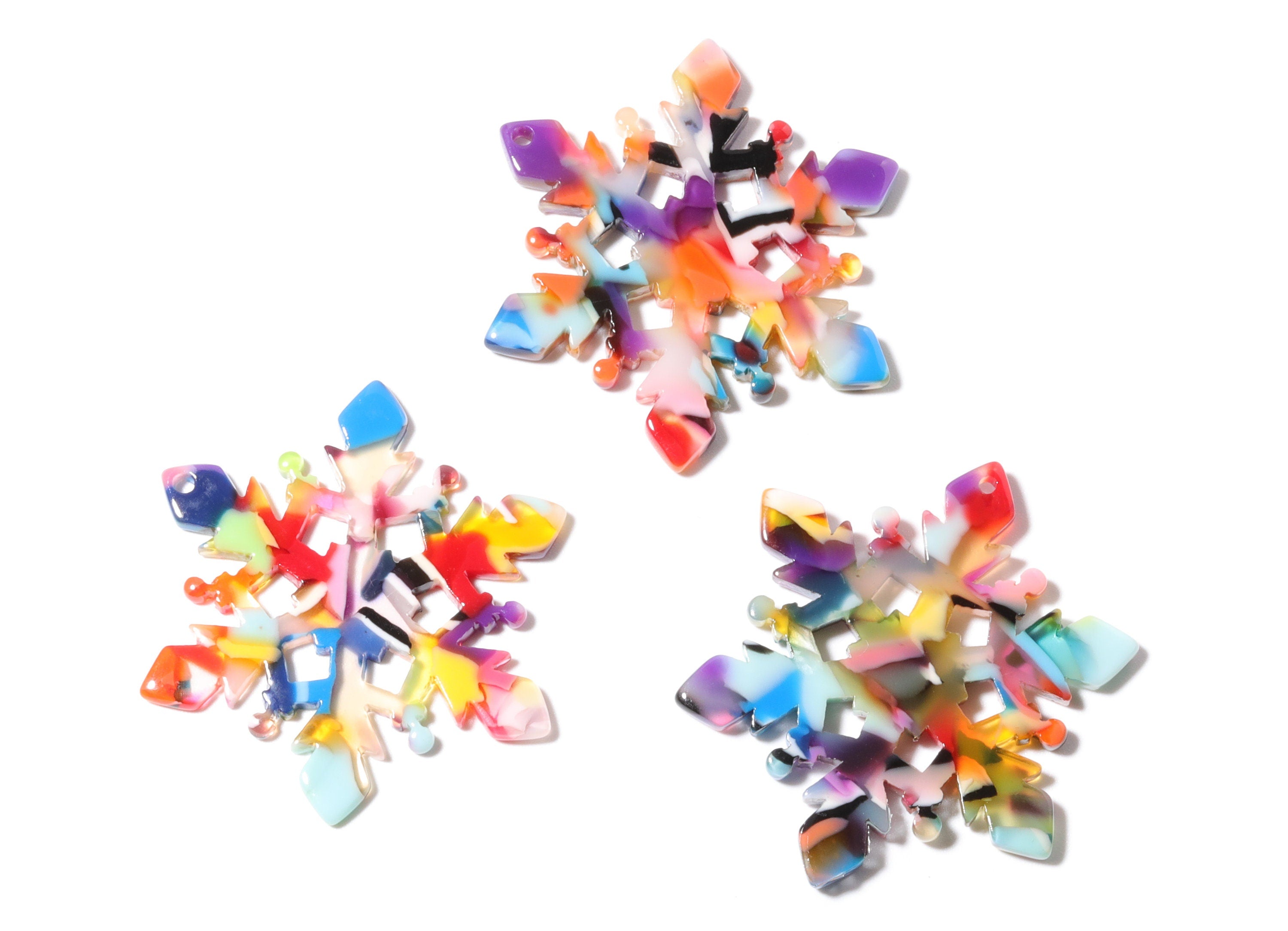 Acetate Snowflake Earring Charms - Snowflake Pendant - Earring Findings - Jewelry Supplies - Color Code: A21 - 40.55x35x2.6mm - AC1198C - DOMEDBAZAAR