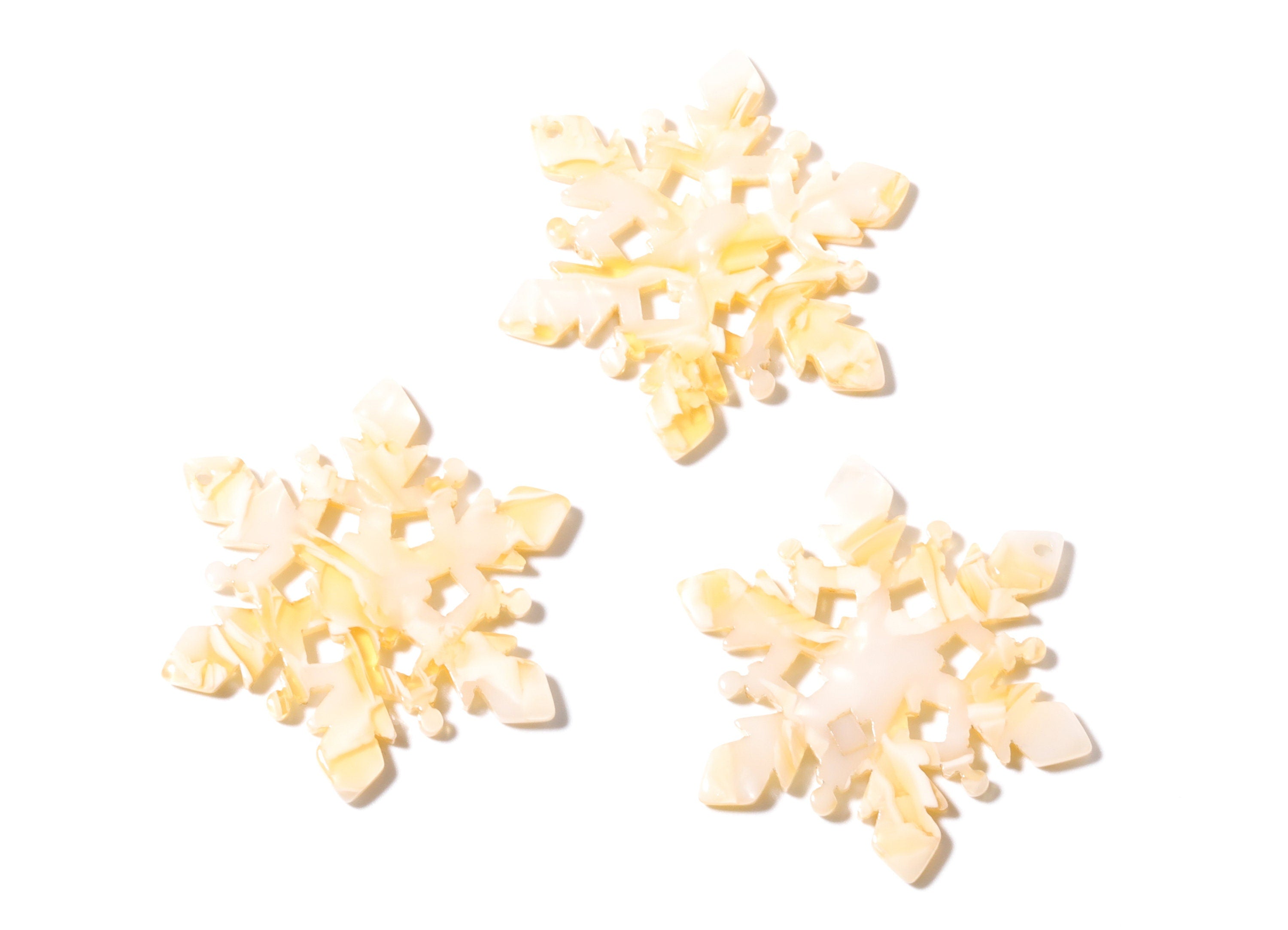 Acetate Snowflake Earring Charm - Snowflake Shaped Pendant - Earring Finding - Jewelry Supplies - 40.55x35x2.6mm - AC1198E - DOMEDBAZAAR