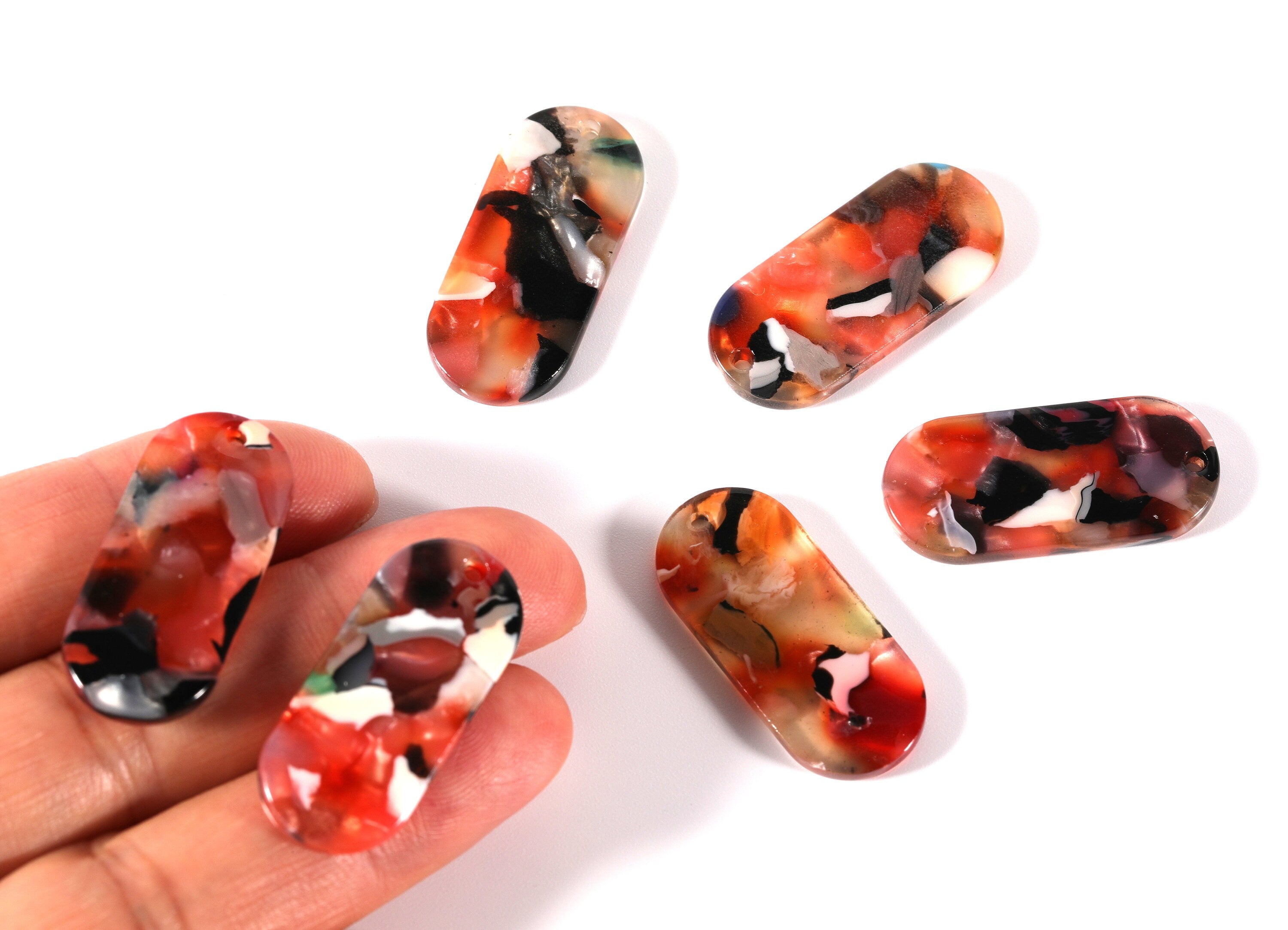 Acetate Oval Earring Charms - Acrylic Oval Pendant - Earring Findings - Jewelry Supplies - Color Code: A61 - 30.65x13.76x2.66mm - AC1134A - DOMEDBAZAAR