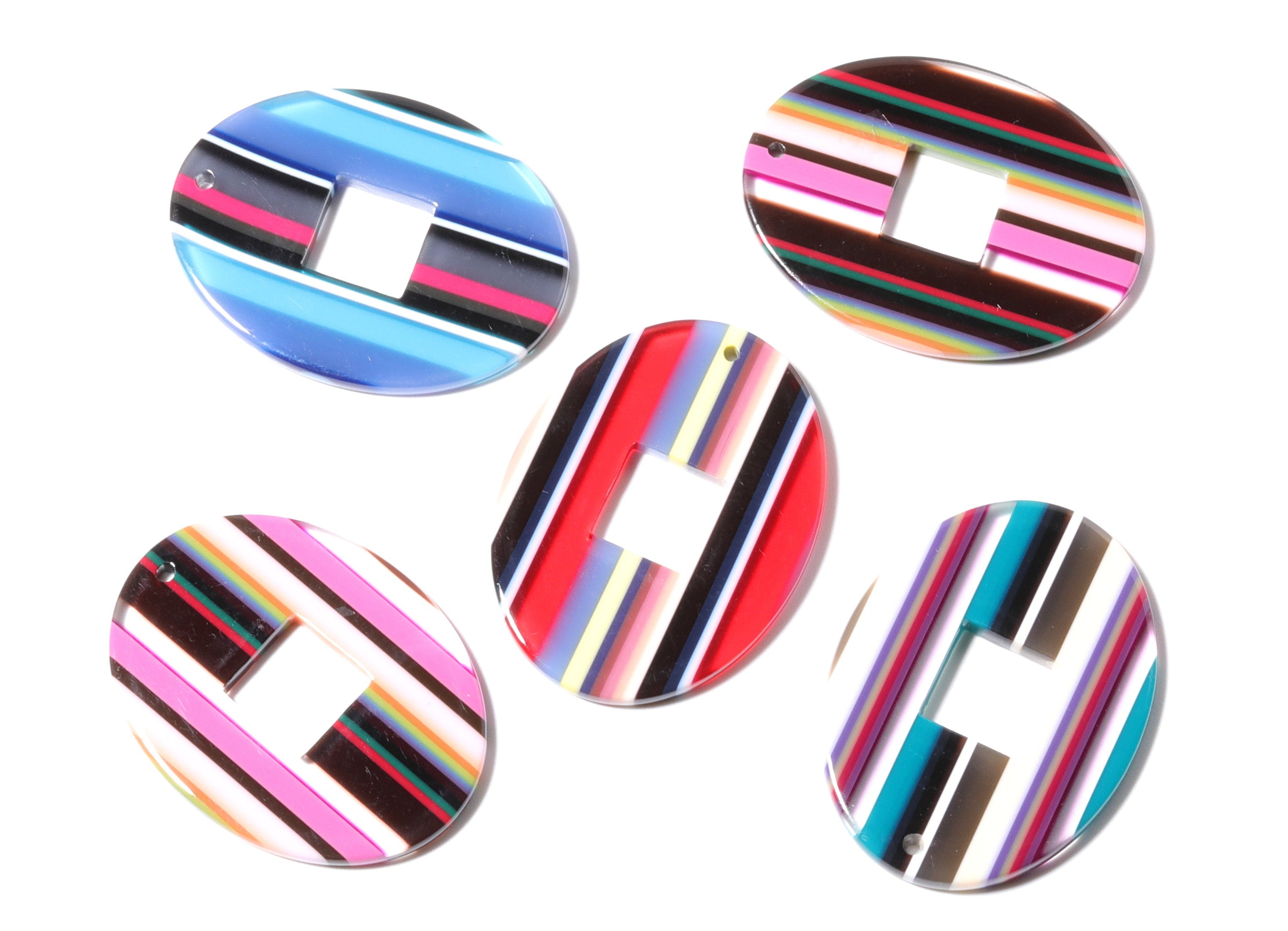 Acetate Oval Earring Charms - Acrylic Oval Pendant - Earring Findings - Jewelry Supplies - 39.66x29.75x2.63mm - AC1201A - DOMEDBAZAAR