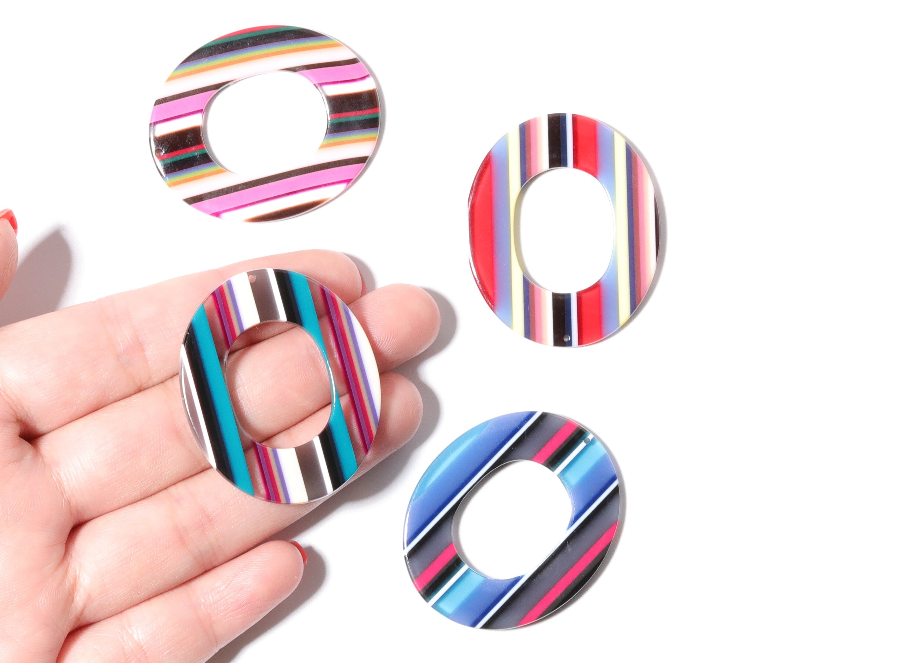 Acetate Oval Earring Charms - Oval Shaped Pendant - Earring Findings - Jewelry Supplies - 41.9x34.87x2.62mm - AC1202A - DOMEDBAZAAR