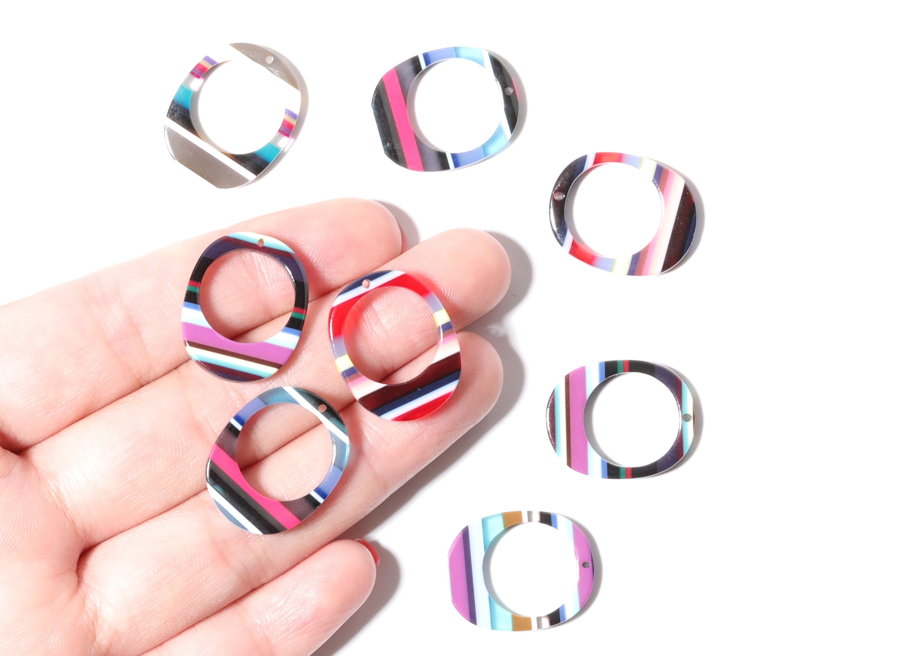 Acetate Oval Earring Charms - Acrylic Oval Pendant - Earring Findings - Jewelry Supplies - 21.97x17.8x2.5mm - AC1206A - DOMEDBAZAAR