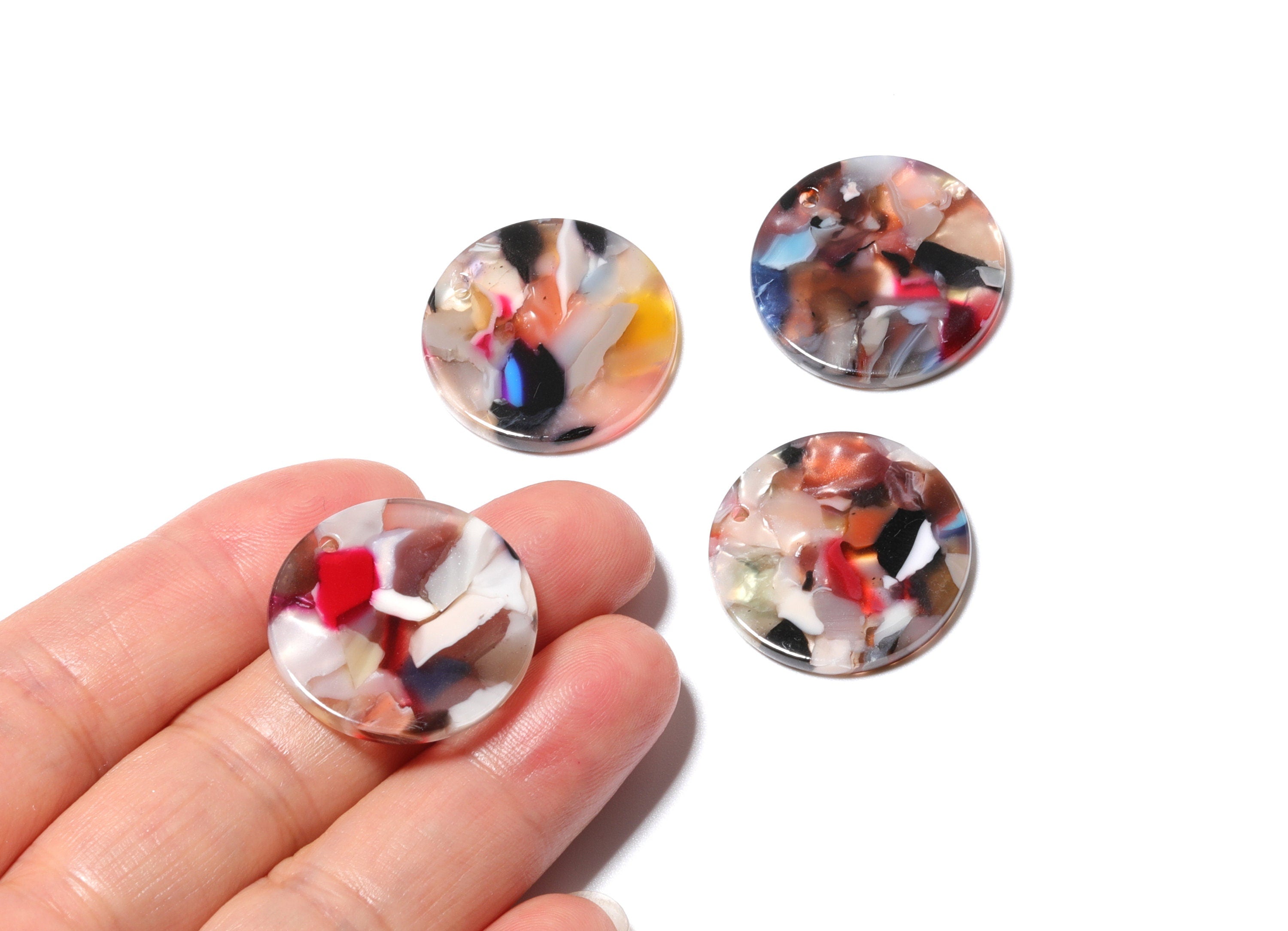 Acetate Round Charms - Coin Earrings and Pendant - Earring Findings - Jewelry Supplies - Color Code: A60 - 23.8x23.8mm - AC1076K - DOMEDBAZAAR