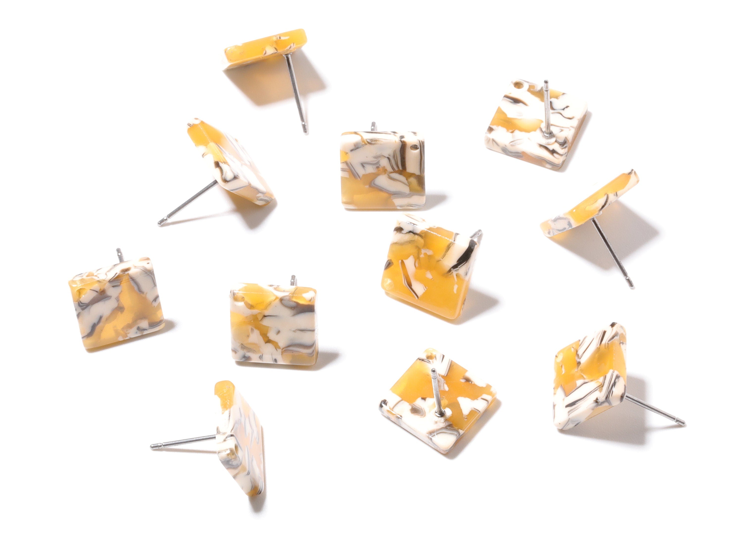 Acetate Square Earring Stud - Acrylic Square Earring Post - Earring Post - Jewelry Supplies - Color Code: A14 - 11.7x11.7x2.6mm - AC1140G - DOMEDBAZAAR
