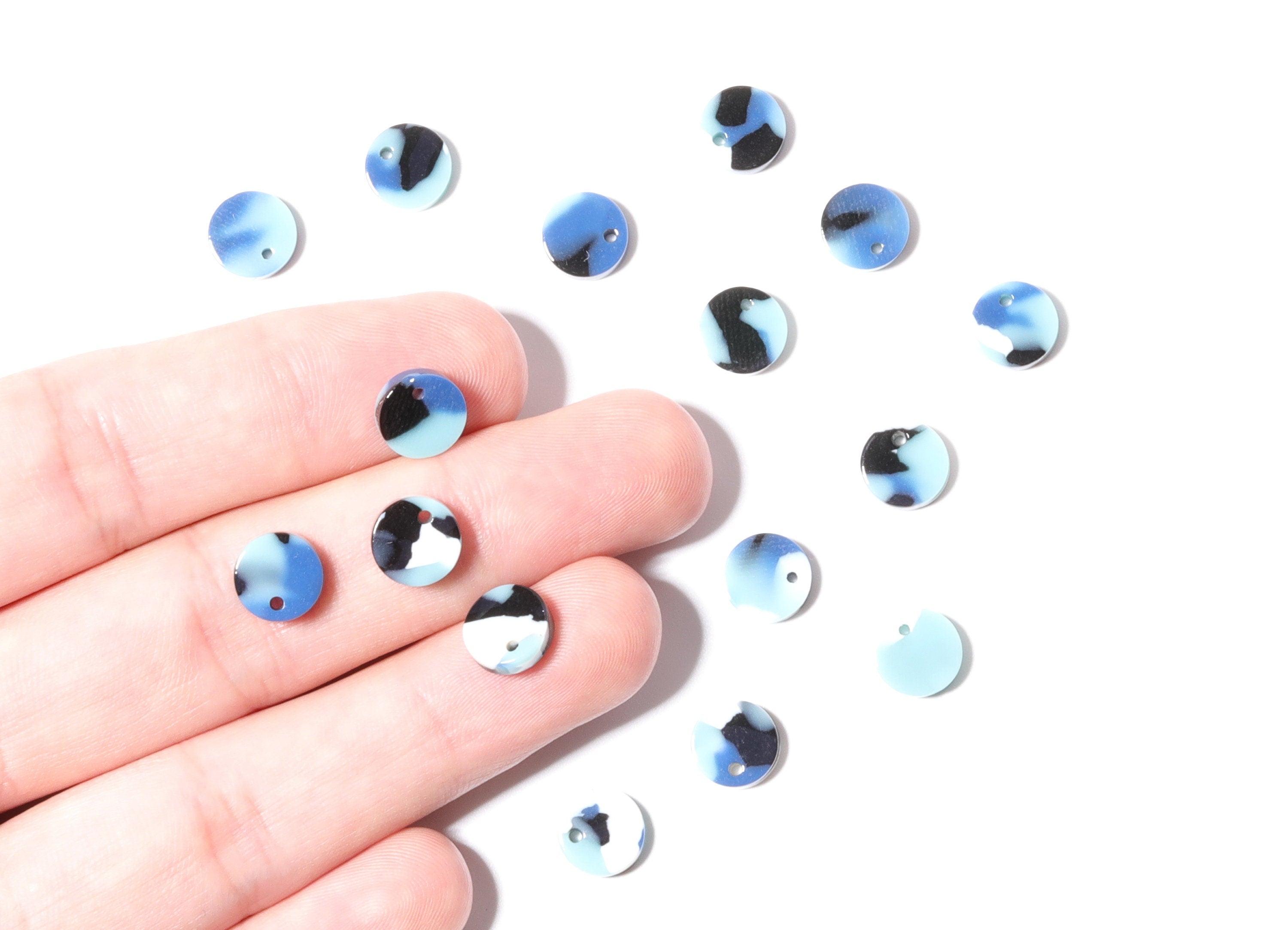 Acetate Round Earring Charms - Circle Shaped Pendant - Earring Findings - Jewelry Supplies - Color Code: A16 - 9.19x9.19x2.7mm - AC1151F - DOMEDBAZAAR