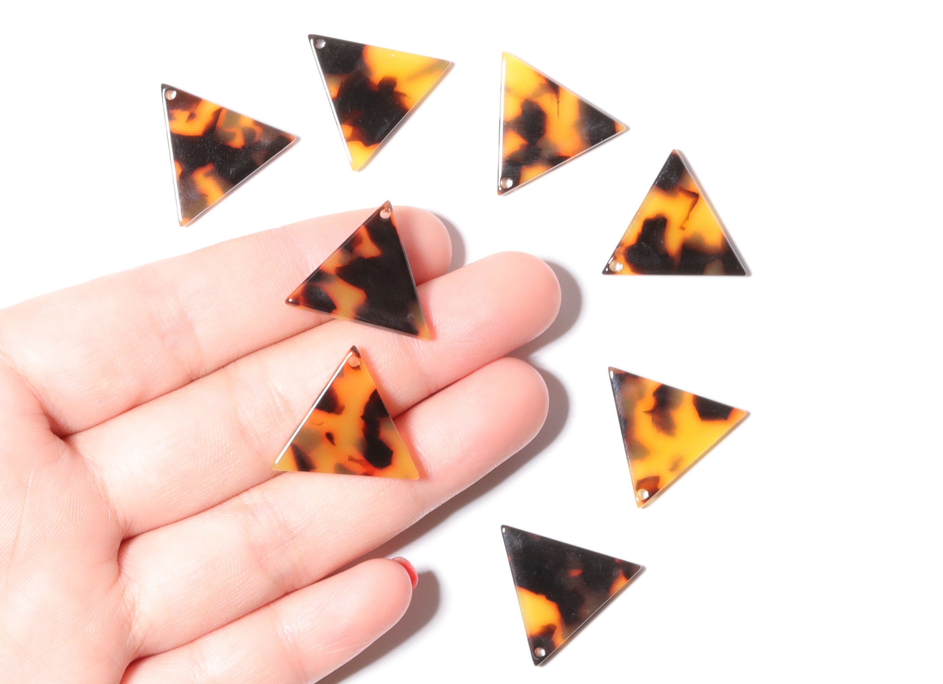 Acetate Triangle Charms - Tortoise Shell Earrings - Triangle Pendant - Jewelry Making Supplies - Color Code: A01 - 19x22x2.5mm - AC1042E - DOMEDBAZAAR
