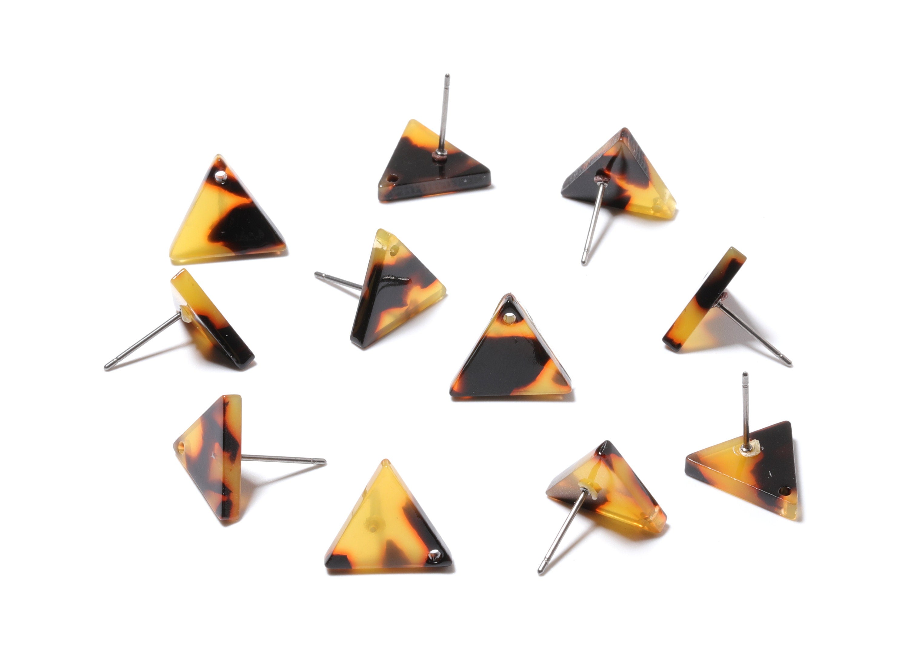Acetate Acrylic Earring Stud - Tortoise Shell Earrings - Triangle Post - Jewelry Supplies - Color Code: A01 - 14.29x12.49x2.5mm - AC1136C - DOMEDBAZAAR