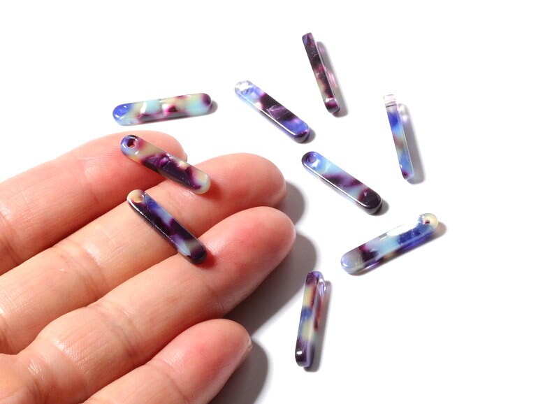 Acetate Stick Earring Charms - Stick Shaped Pendant - Earring Findings - Jewelry Supplies - Color Code: A23 - 20.6x4.27x2.6mm - AC1150E - DOMEDBAZAAR