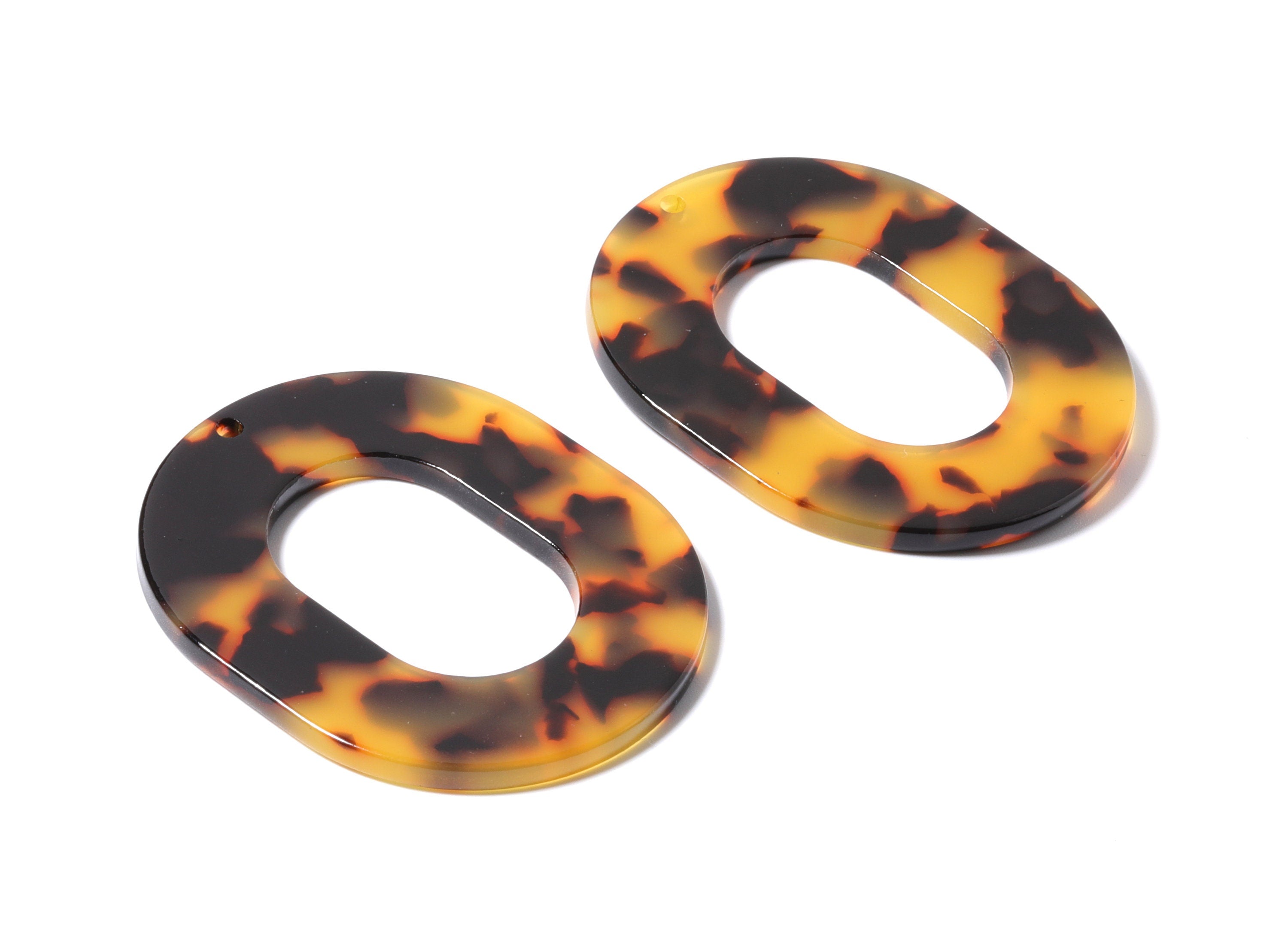 Acetate Oval Charms - Tortoise Shell Earrings - Oval Earrings & Pendant - Jewelry Making Supplies - Color Code: A01 - 50X41X2.5mm - AC1012G - DOMEDBAZAAR