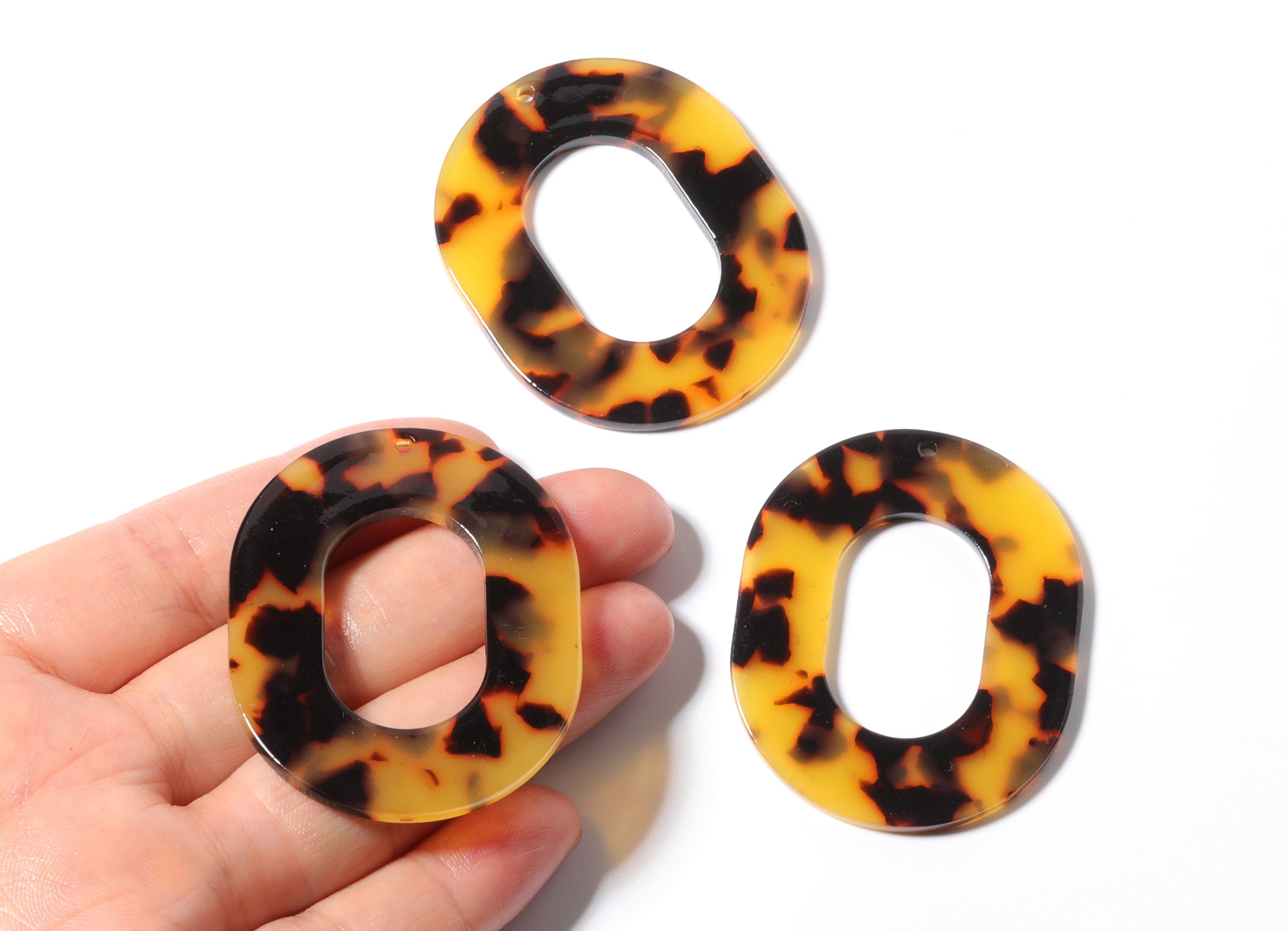 Acetate Oval Charms - Tortoise Shell Earrings - Oval Earrings & Pendant - Jewelry Making Supplies - Color Code: A01 - 50X41X2.5mm - AC1012G - DOMEDBAZAAR