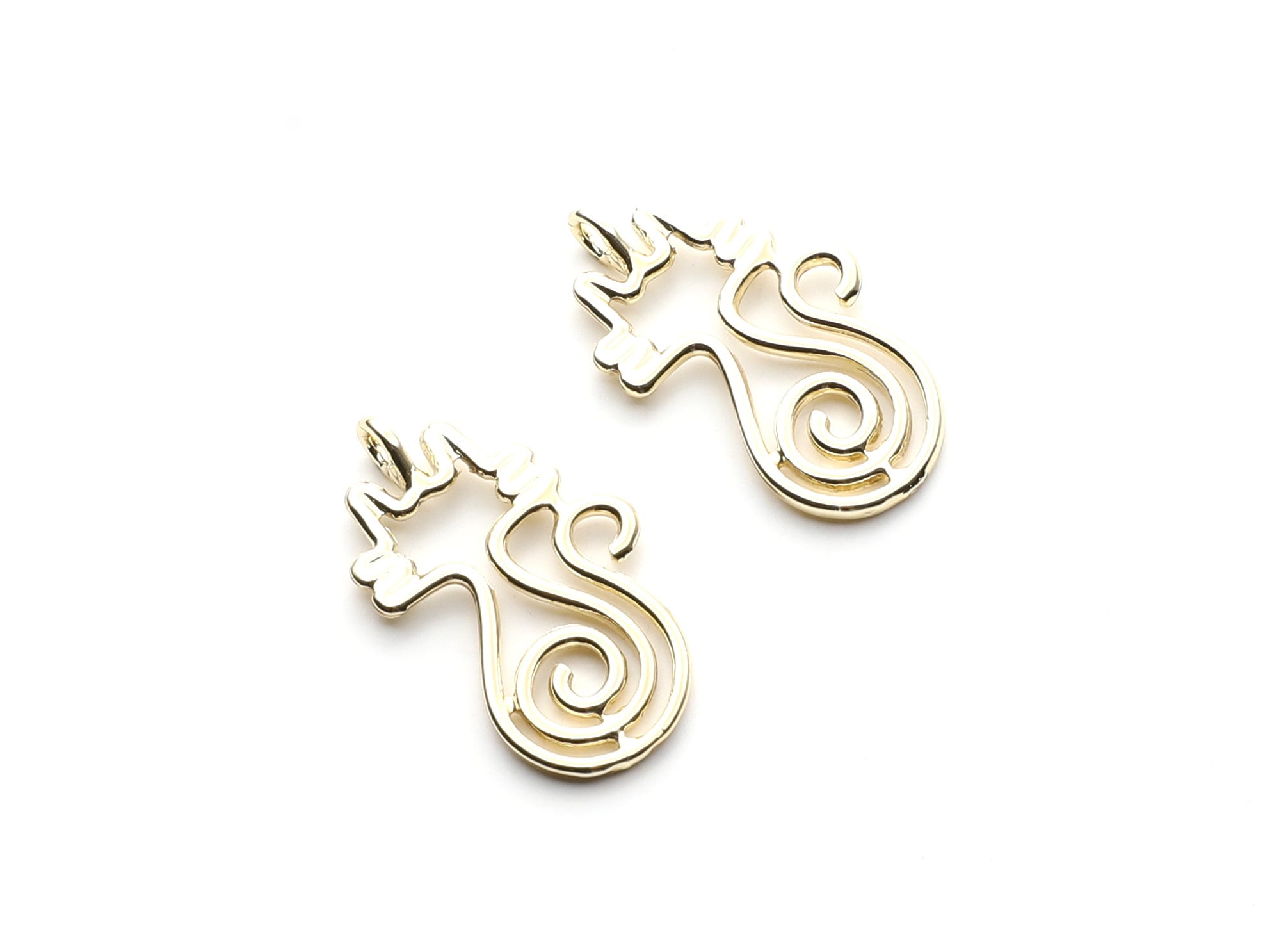 Cat Shaped Charms- Zinc Alloy Earring Findings - Gold Tone - Alloy Pendant for Necklace - Jewelry Supplies - 29.96x18.11x1.88mm - ZZ1255G - DOMEDBAZAAR
