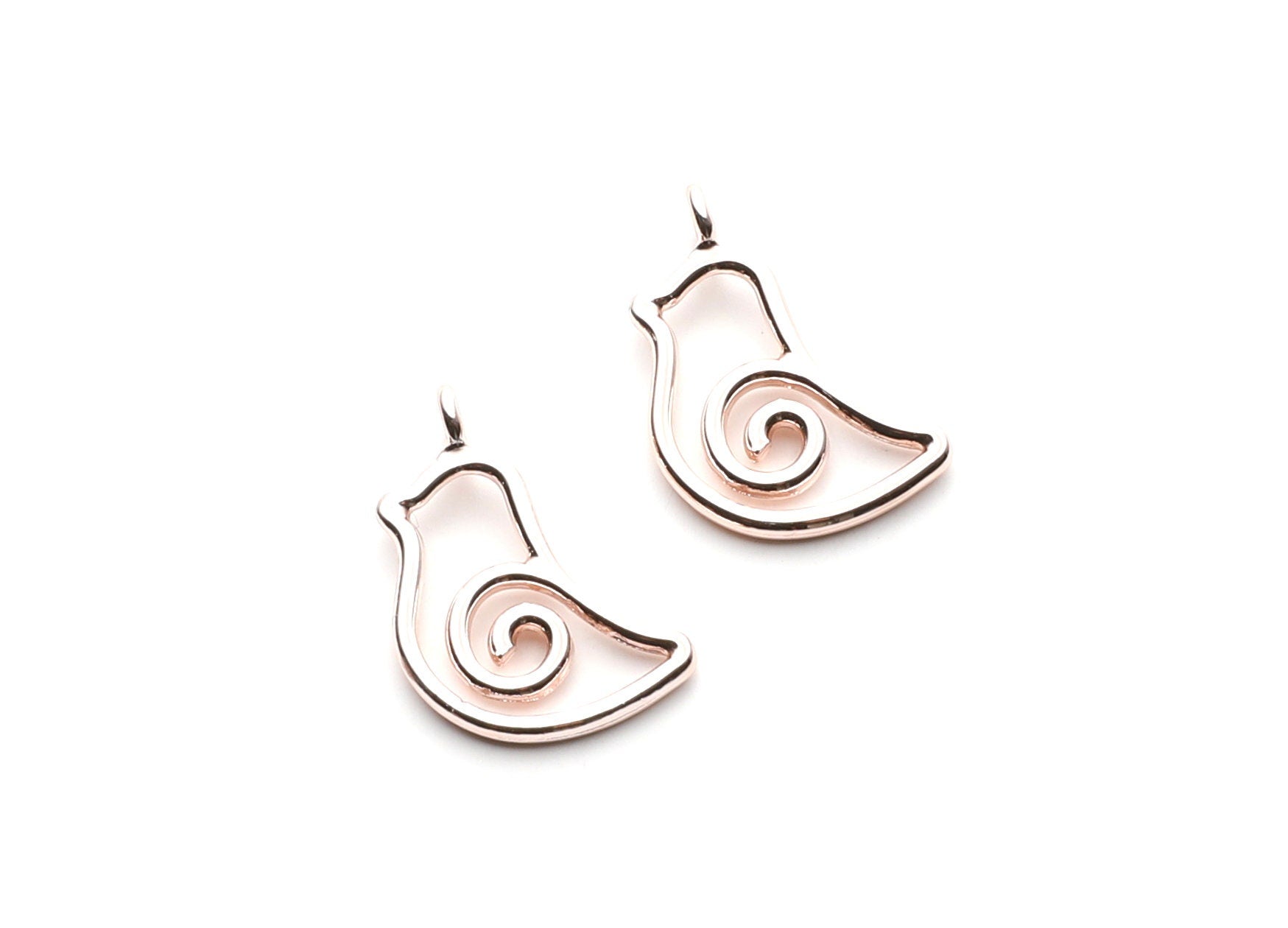 Bird Shaped Charms- Zinc Alloy Earring Findings - Rose Tone - Alloy Pendant for Necklace - Jewelry Supplies - 22.85x13.6x1.78mm - ZZ1265R - DOMEDBAZAAR