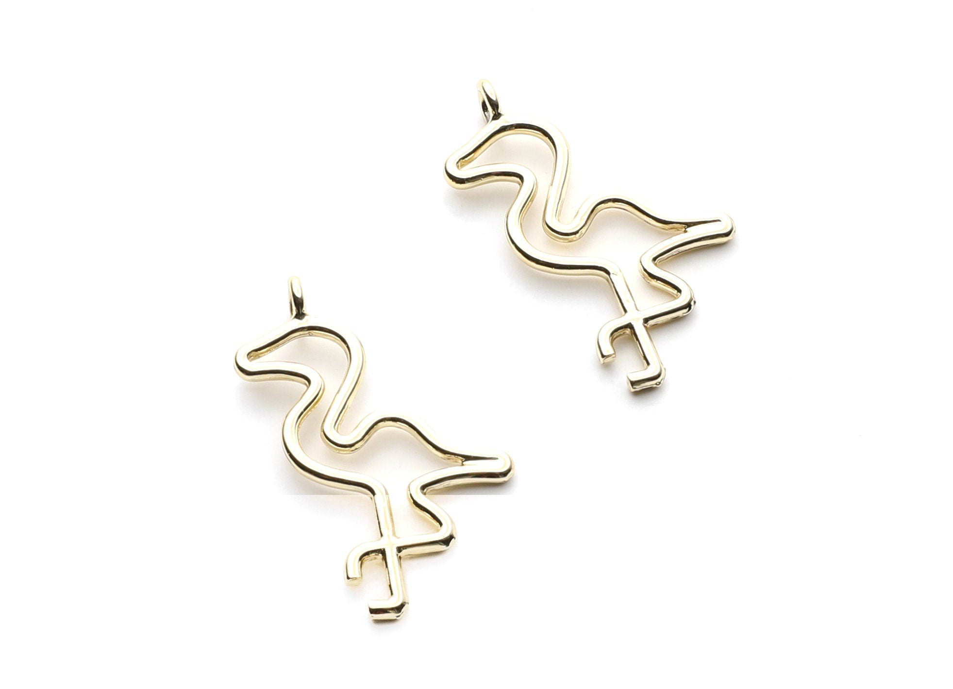 Flamingo Shaped Charms- Zinc Alloy Earring Findings - Gold Tone - Alloy Pendant for Necklace - 32.64x17x1.84mm - ZZ1267G - DOMEDBAZAAR