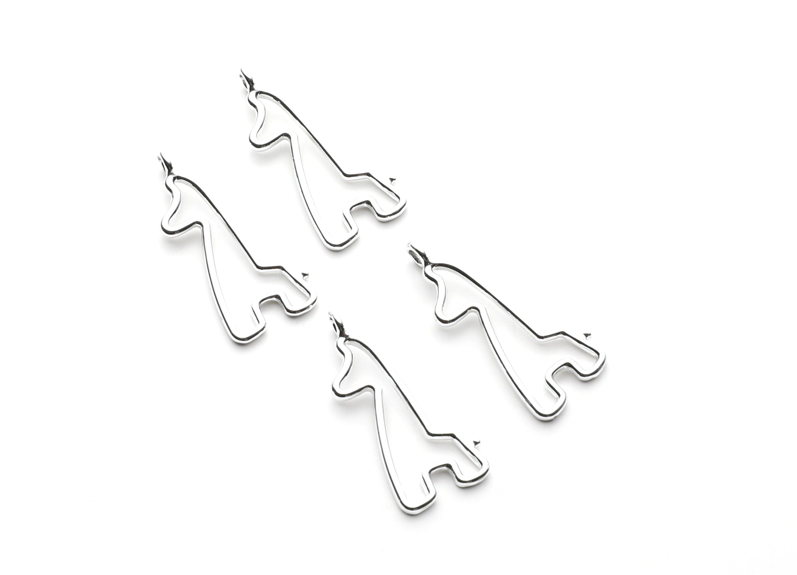 Giraffe Shaped Charms- Zinc Alloy Earring Findings - Nickel / Silver Tone - Alloy Pendant for Necklace - 33.1x14.58x1.77mm - ZZ1269N - DOMEDBAZAAR