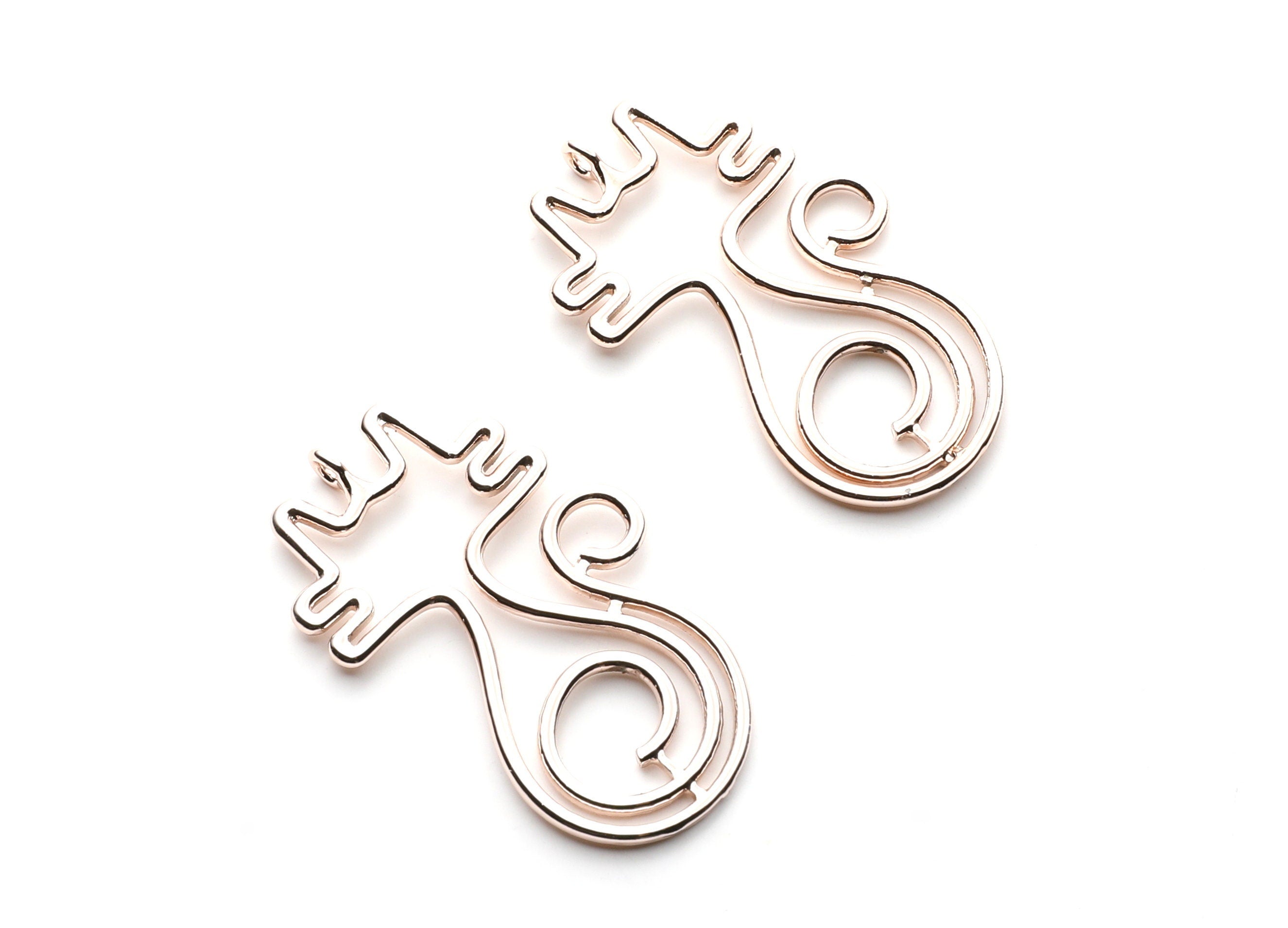 Big Cat Shaped Charms- Zinc Alloy Earring Findings - Rose Tone - Alloy Pendant for Necklace - 51.2x30.2x1.9mm - ZZ1256R - DOMEDBAZAAR