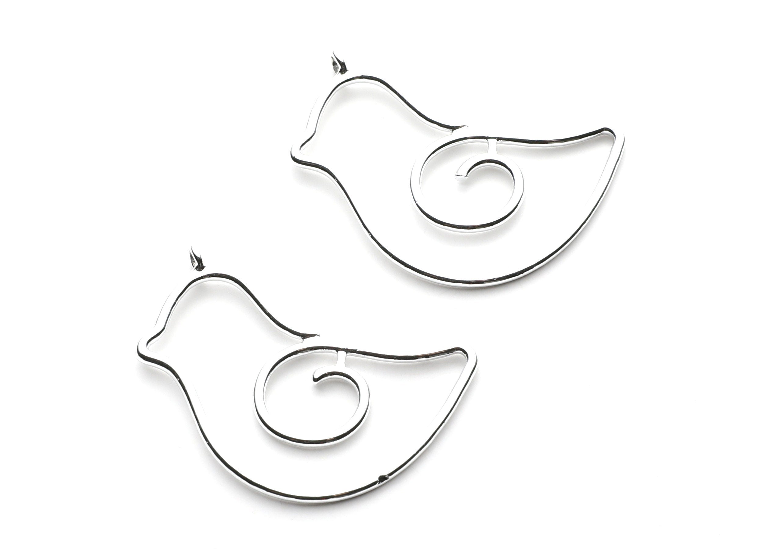 Big Bird Shaped Charms- Zinc Alloy Earring Finding - Nickel / Silver Tone - Alloy Pendant for Necklace - 43.87x29.5x1.84mm - ZZ1264N - DOMEDBAZAAR