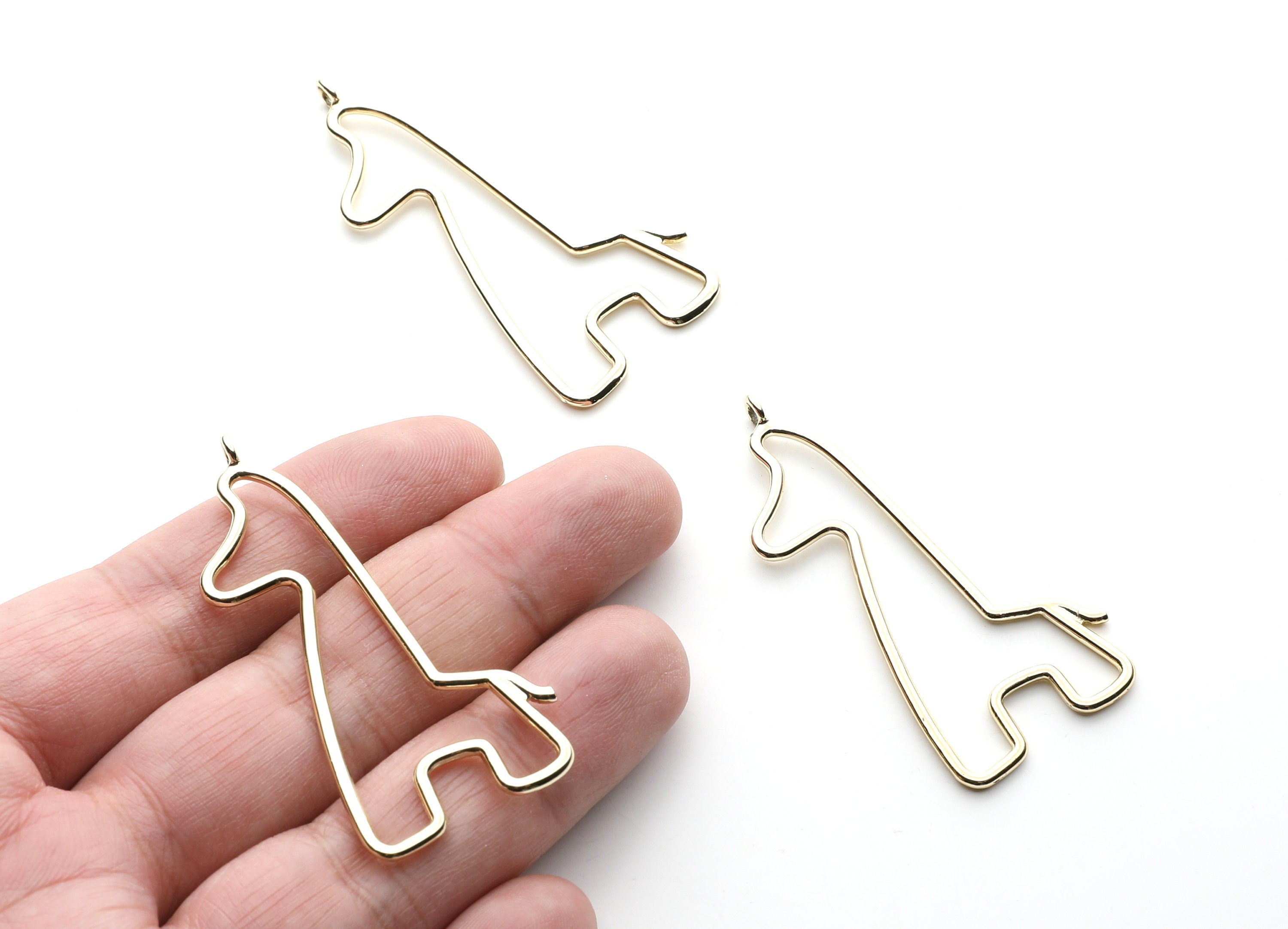 Big Giraffe Shaped Charms- Zinc Alloy Earring Findings - Gold Tone - Alloy Pendant for Necklace - 55x25.8x1.93mm - ZZ1268G - DOMEDBAZAAR