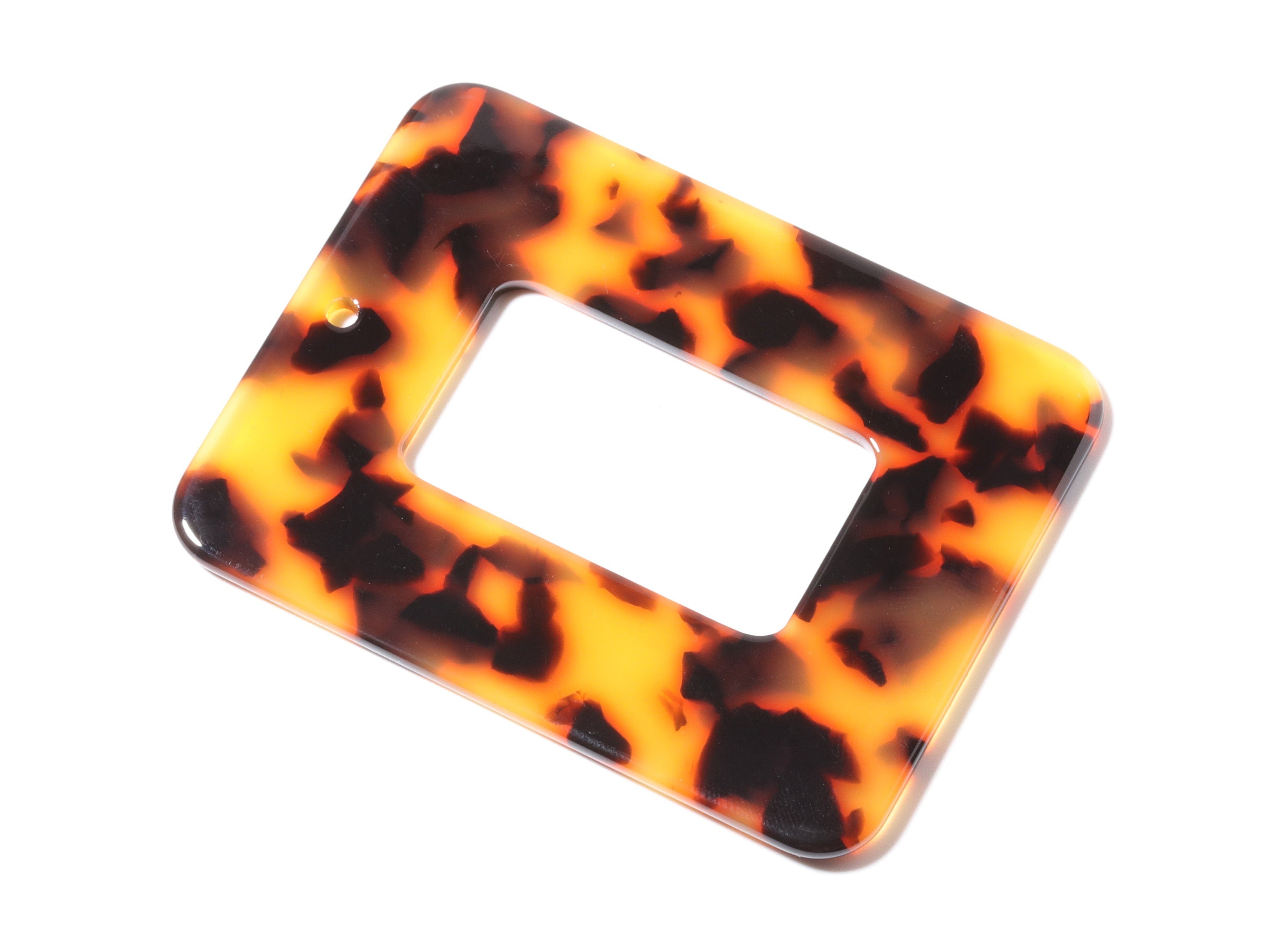 Acetate Rectangle Charms - Tortoise Shell - Big Rectangle Pendant - Jewelry Making Supplies - Color Code: A01 - 64.6x49.7x2.49mm - AC1106A - DOMEDBAZAAR