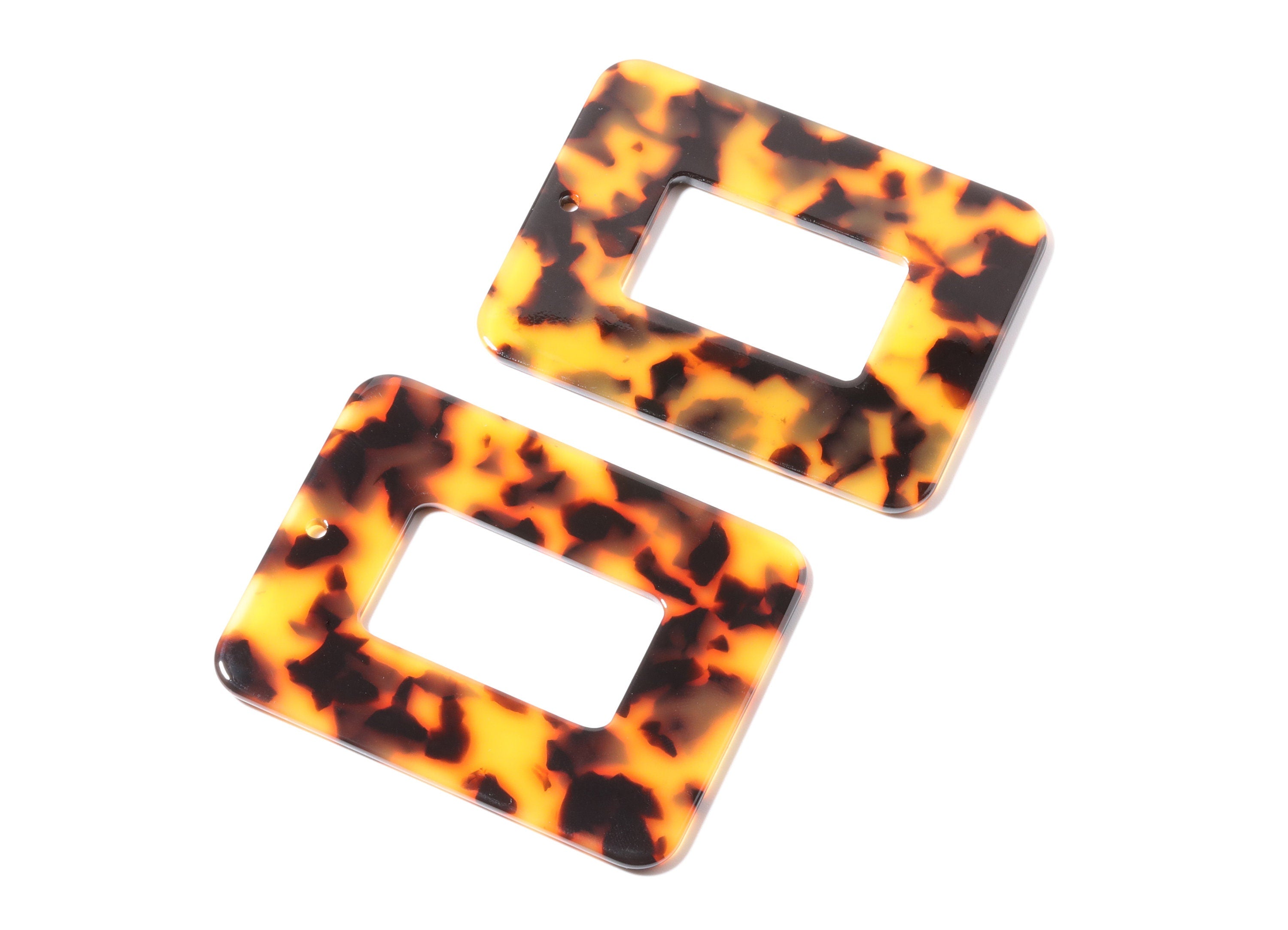 Acetate Rectangle Charms - Tortoise Shell - Big Rectangle Pendant - Jewelry Making Supplies - Color Code: A01 - 64.6x49.7x2.49mm - AC1106A - DOMEDBAZAAR