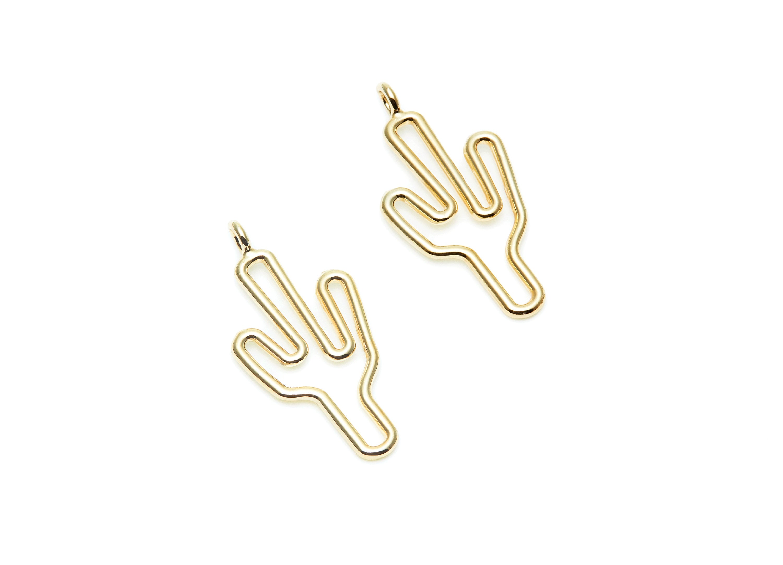 Cactus Shaped Charms- Zinc Alloy Earring Finding - Gold Tone - Alloy Pendant for Necklace - Jewelry Supplies - 31.8x15.3x1.82mm - ZZ1271G - DOMEDBAZAAR