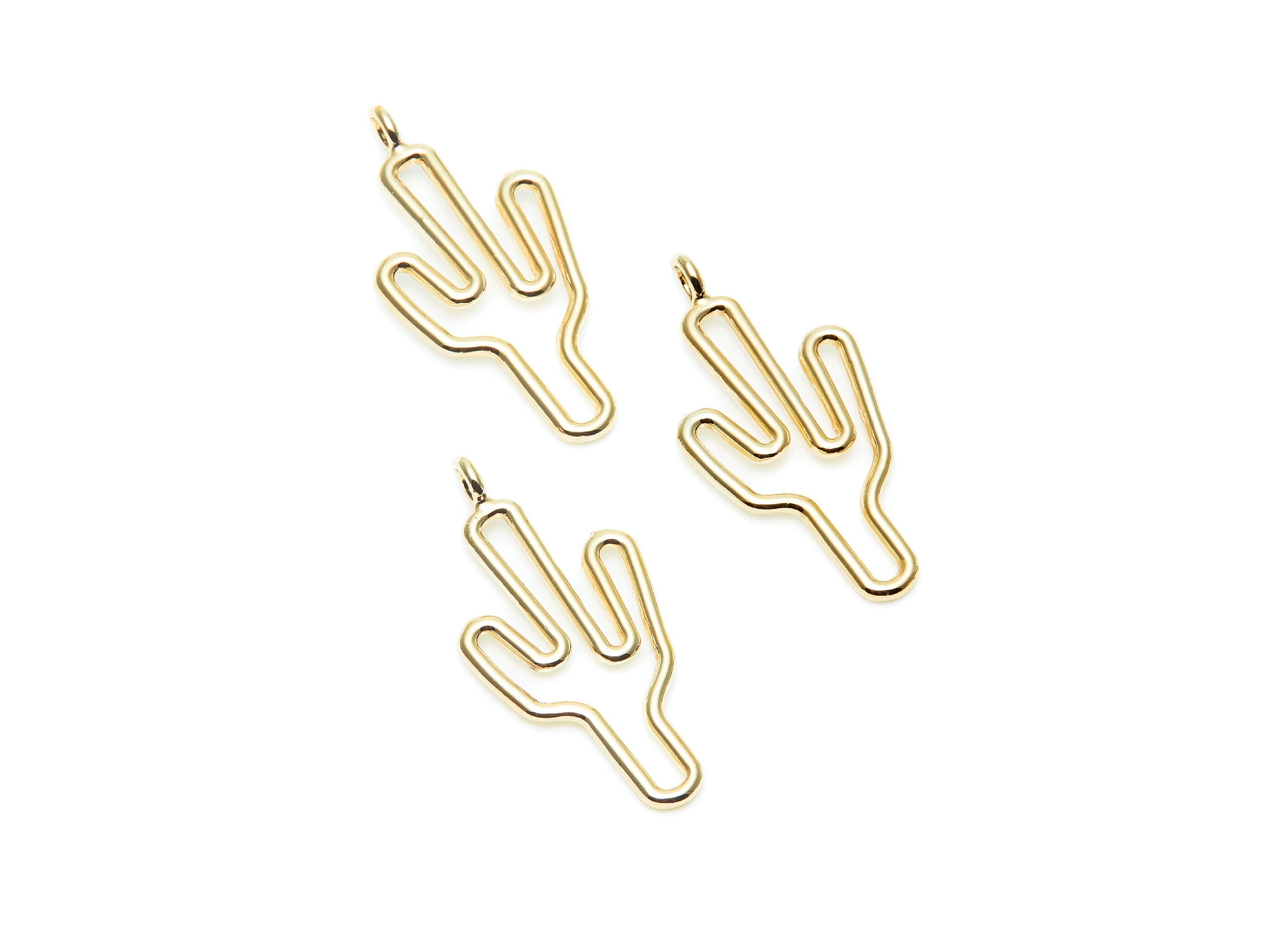 Cactus Shaped Charms- Zinc Alloy Earring Finding - Gold Tone - Alloy Pendant for Necklace - Jewelry Supplies - 31.8x15.3x1.82mm - ZZ1271G - DOMEDBAZAAR