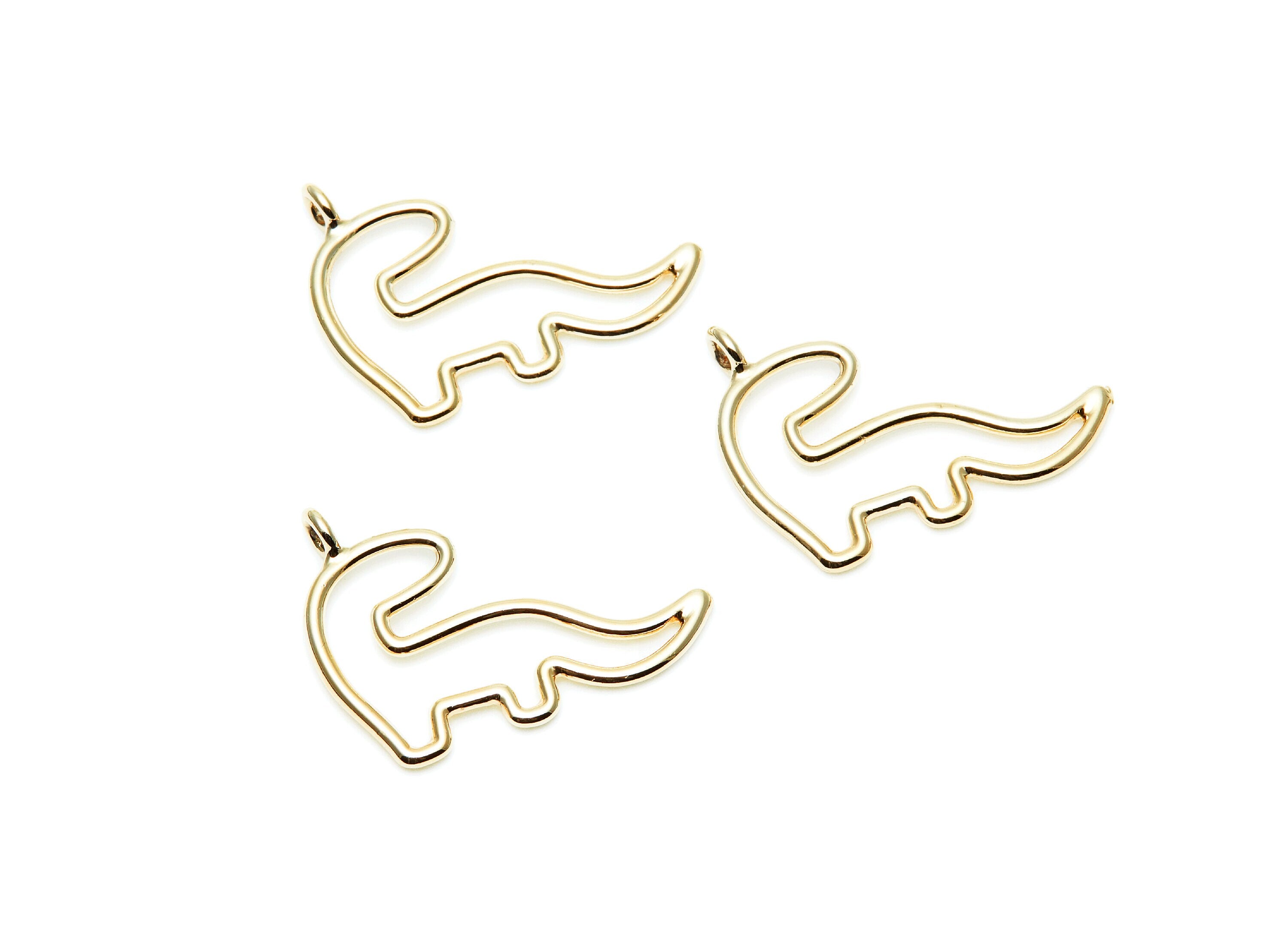 Dinosaur Shaped Charms- Zinc Alloy Earring Finding - Gold Tone - Alloy Pendant for Necklace - Jewelry Supplies - 29.5x21.77x2.16mm - ZZ1281G - DOMEDBAZAAR