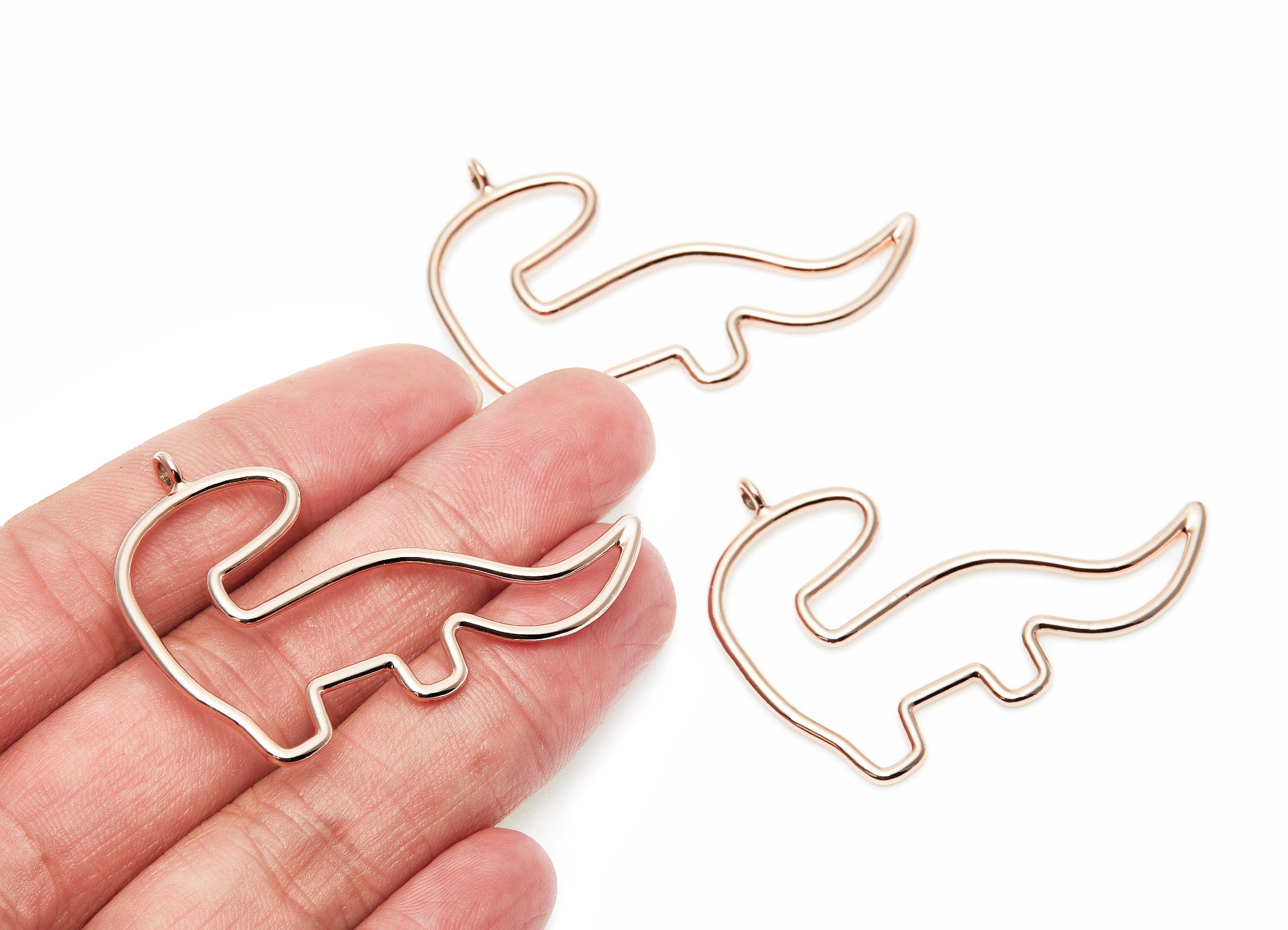 Big Dinosaur Shaped Charms- Zinc Alloy Earring Finding - Rose Tone - Alloy Pendant for Necklace - 52.33x36.9x1.9mm - ZZ1280R - DOMEDBAZAAR