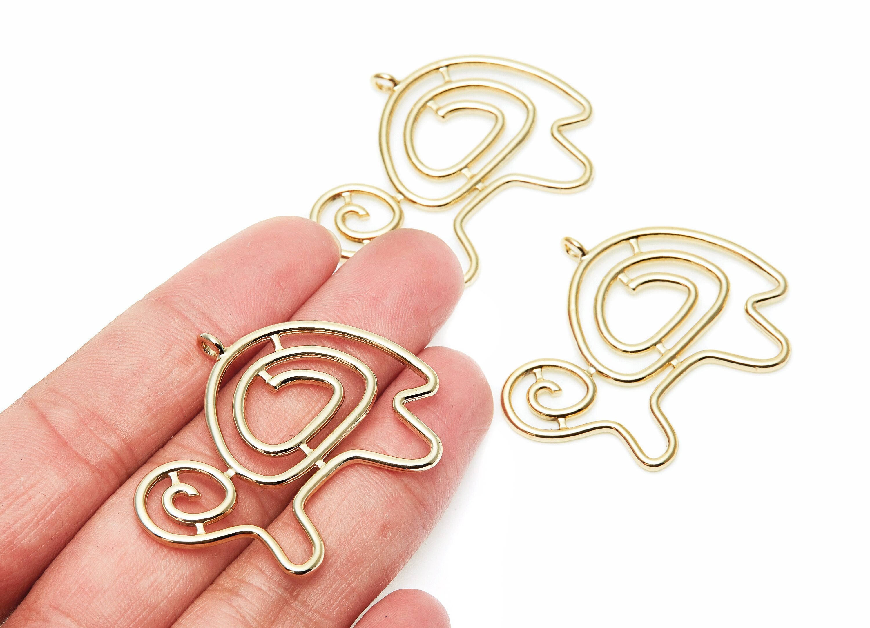 Big Turtle Shaped Charms- Zinc Alloy Earring Finding - Gold Tone - Alloy Pendant for Necklace - Jewelry Supply - 46.1x35.48x2.34mm - ZZ1272G - DOMEDBAZAAR