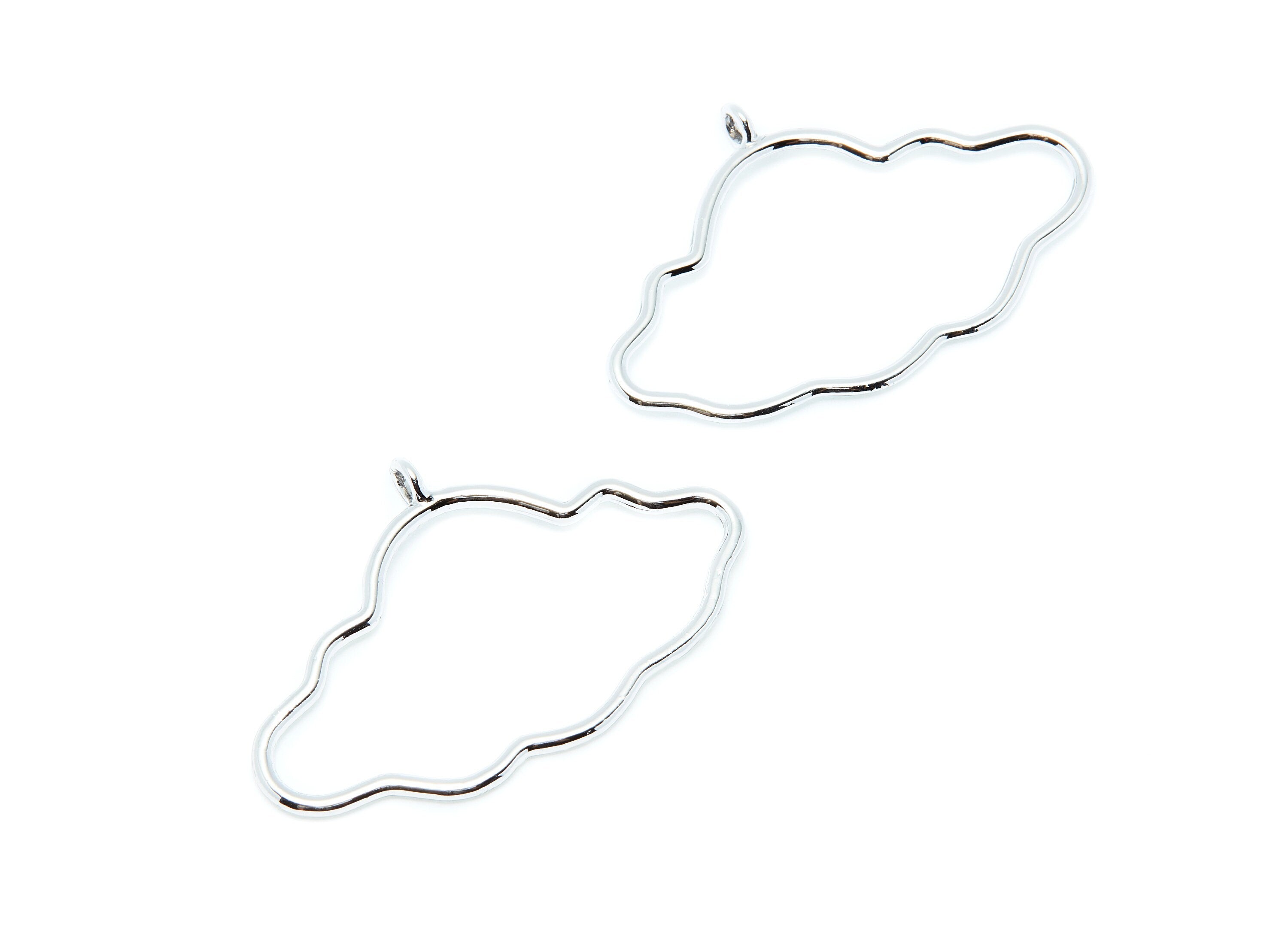 Big Cloud Shaped Charms- Zinc Alloy Earring Finding - Nickel / Silver Tone - Alloy Pendant for Necklace - 45.94x30.1x1.96mm - ZZ1282N - DOMEDBAZAAR